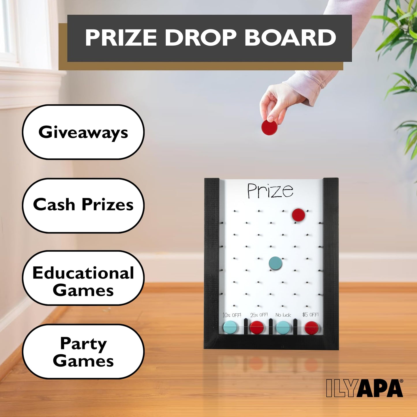 Ilyapa Tabletop Plinko Board – 13x17 in Prize Drop Game for Events & Trade Shows