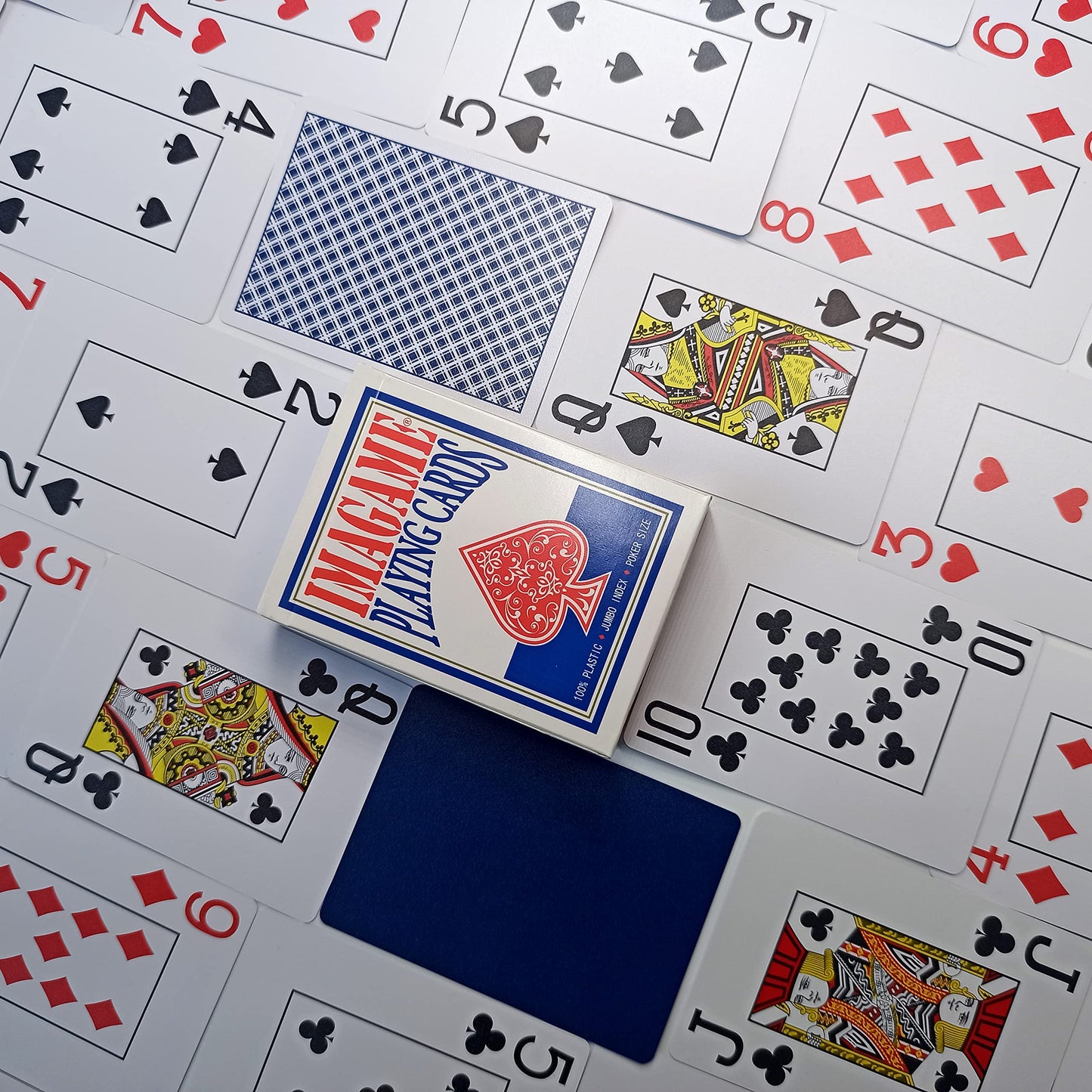 IMAGAME Plastic Playing Cards – Poker Size, Casino Quality, Waterproof & Washable, Jumbo Index (Blue & Red Deck)