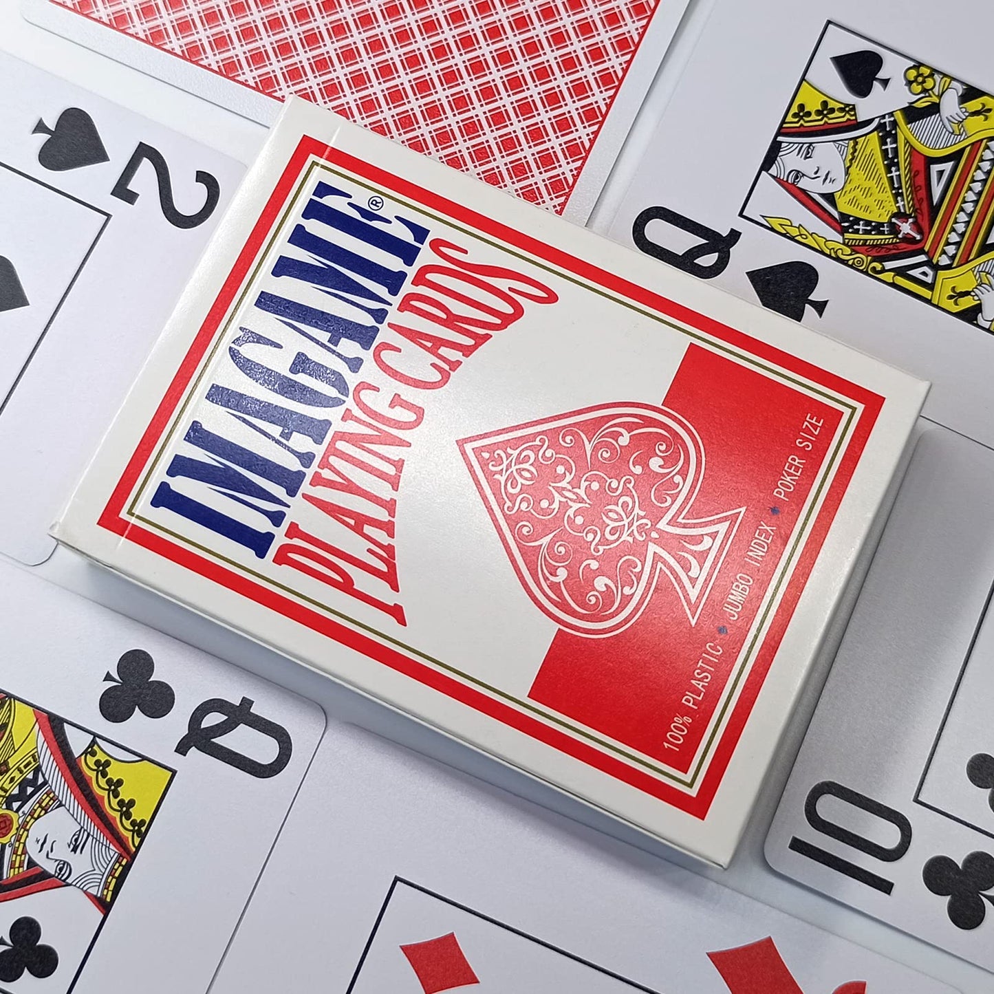 IMAGAME Plastic Playing Cards – Poker Size, Casino Quality, Waterproof & Washable, Jumbo Index (Blue & Red Deck)