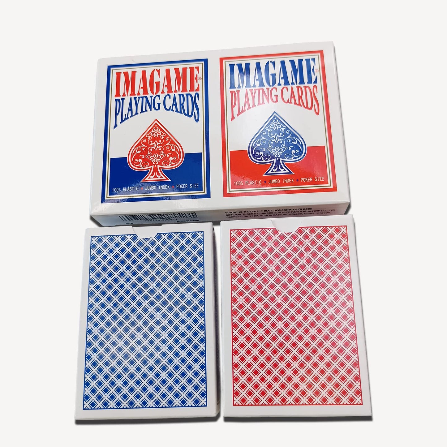 IMAGAME Plastic Playing Cards – Poker Size, Casino Quality, Waterproof & Washable, Jumbo Index (Blue & Red Deck)