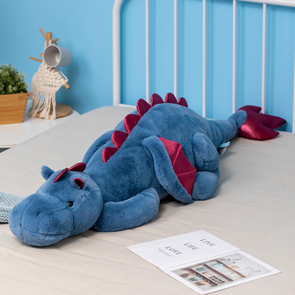 IFX24 Blue Dragon Plush – Giant 51.2-inch Stuffed Animal, Ultra Soft Dinosaur Pillow