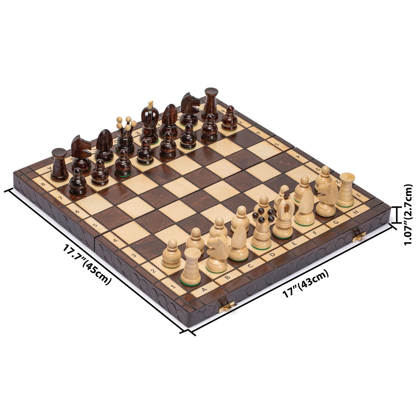 Husaria European International Chess Set — 18-Inch Folding Board and Handcrafted Sycamore Pieces