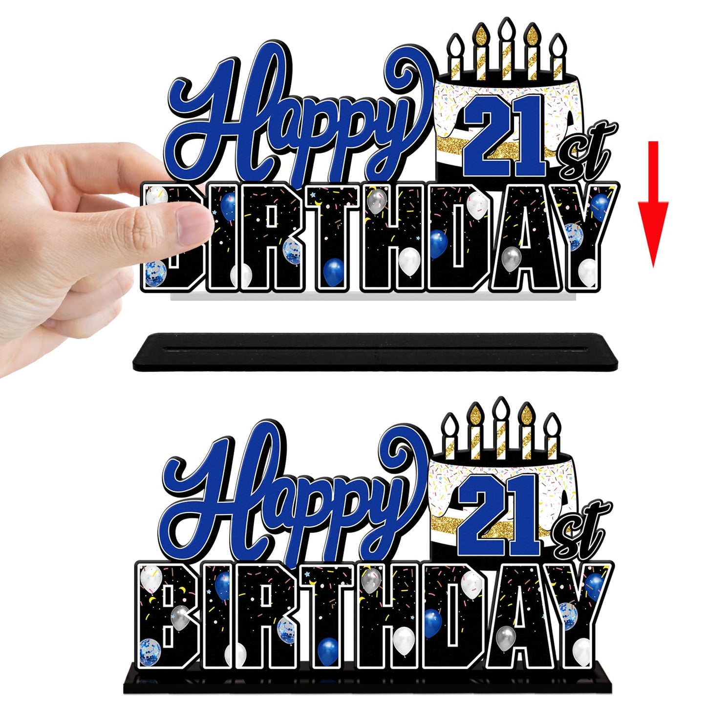 LINGTEER 21st Birthday Blue Acrylic Table Topper Centerpieces – Set of 3