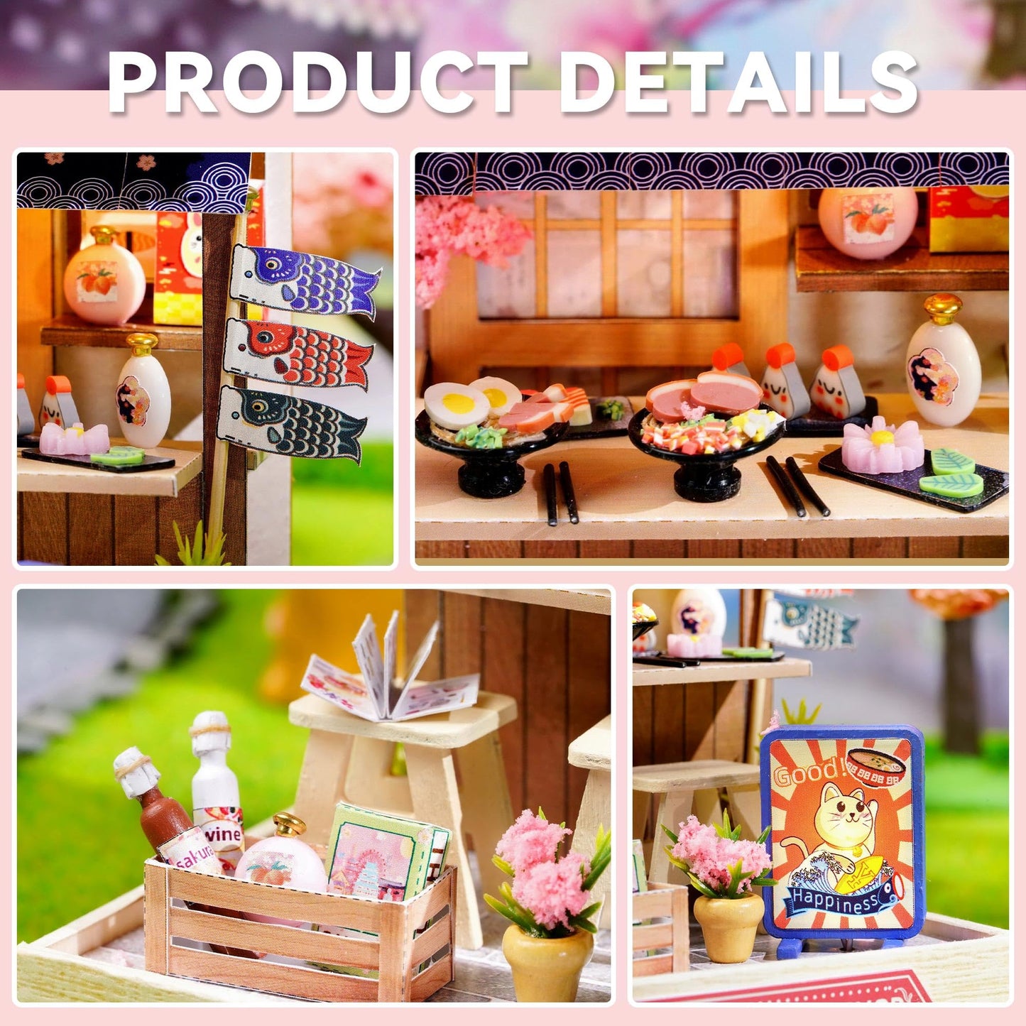Flever Dollhouse Miniature DIY House Kit – Romantic Valentine Gift | Sakura Noodles Shop