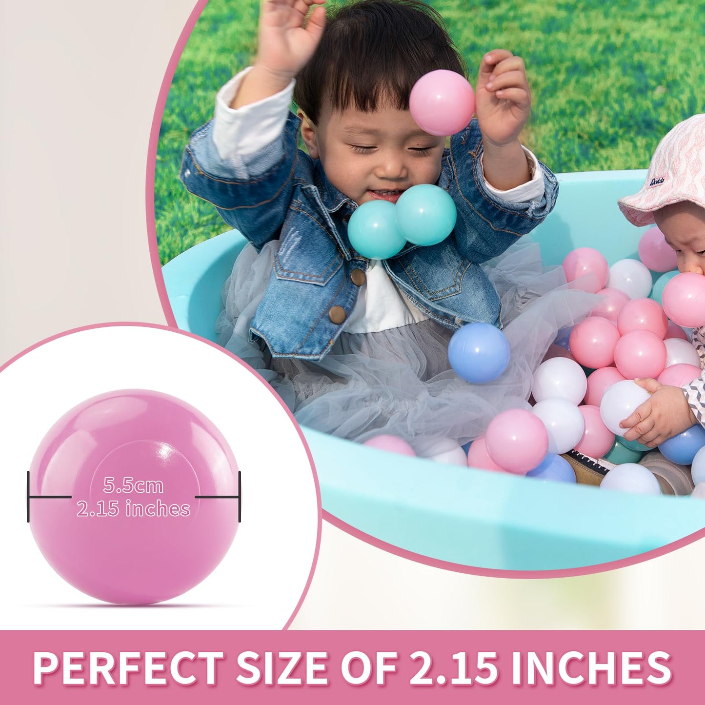Thenese Pink Ball Pit Balls 100pcs | BPA-Free Soft Plastic Ball Pit Toys for Toddlers