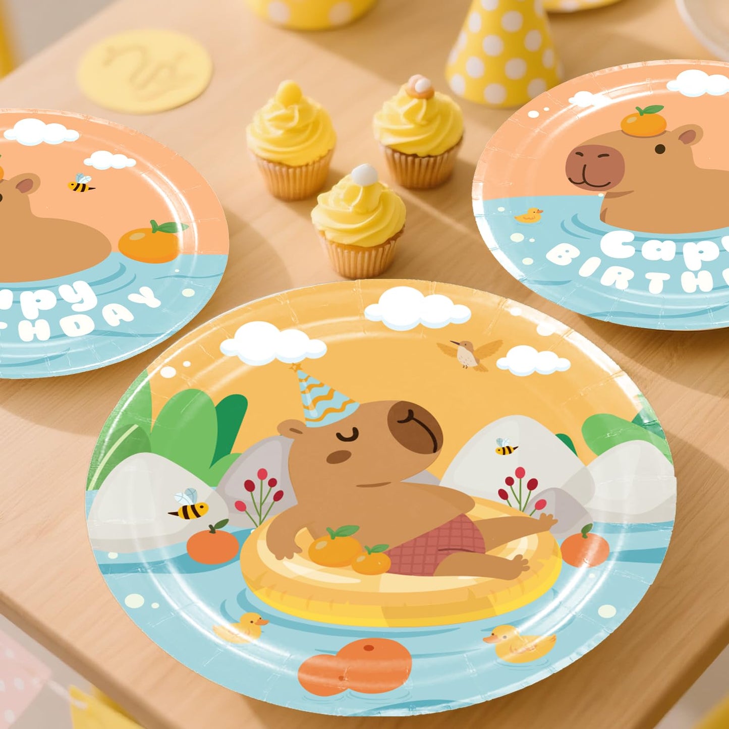 Yingoto 363 PCS Capybara Birthday Decorations for 50 Guests – Disposable Tableware & Party Kit