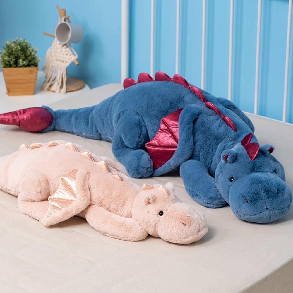 IFX24 Blue Dragon Plush – Giant 51.2-inch Stuffed Animal, Ultra Soft Dinosaur Pillow