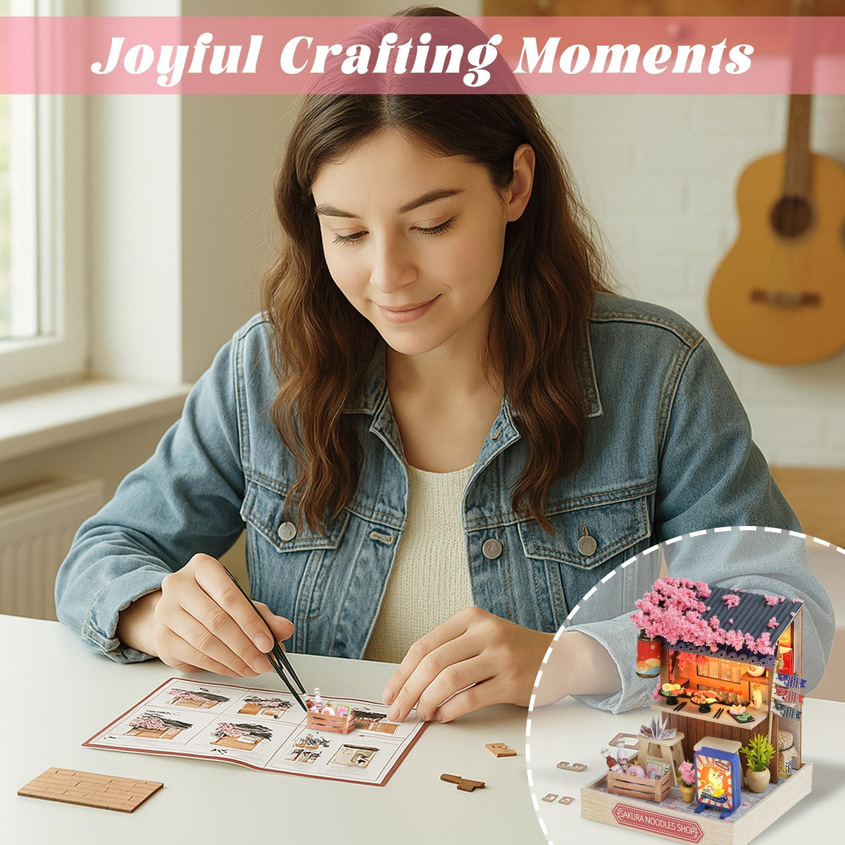 Flever Dollhouse Miniature DIY House Kit – Romantic Valentine Gift | Sakura Noodles Shop