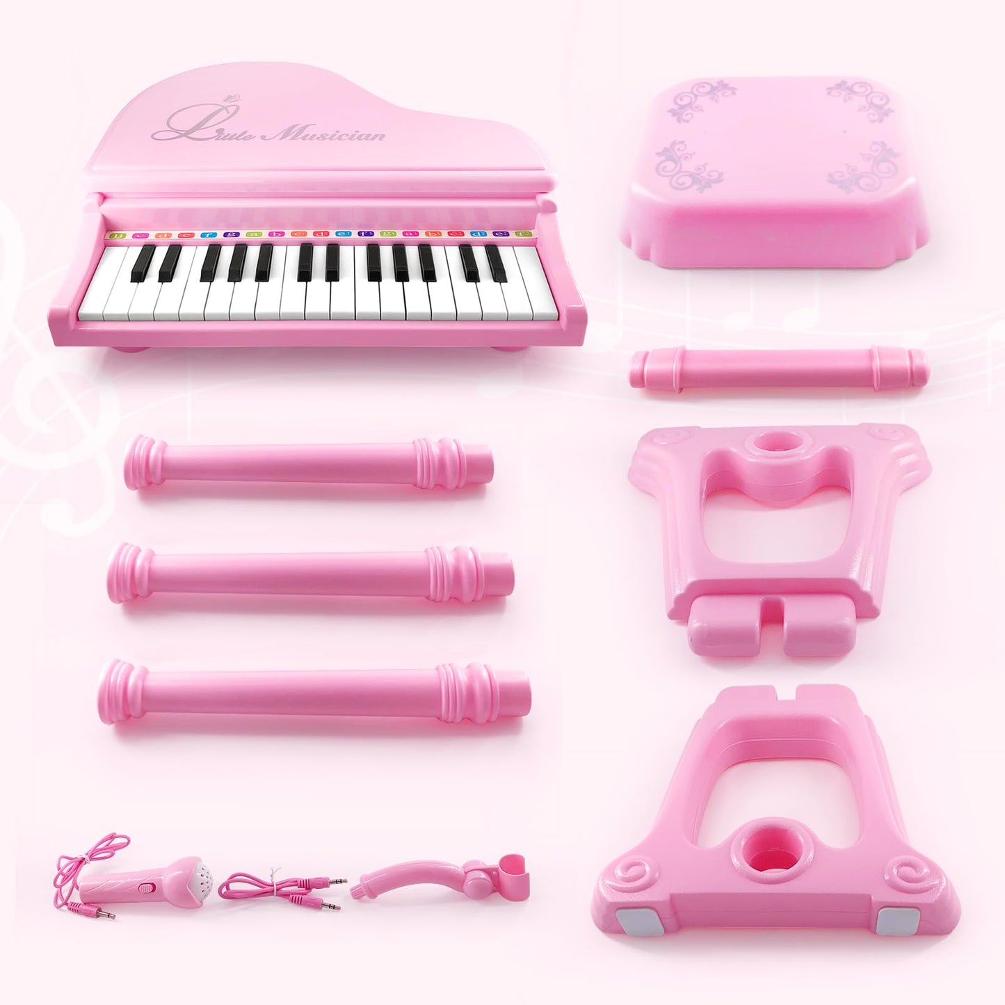 Love&Mini Piano Keyboard Toy for Girls – 31 Keys, Microphone & Stool