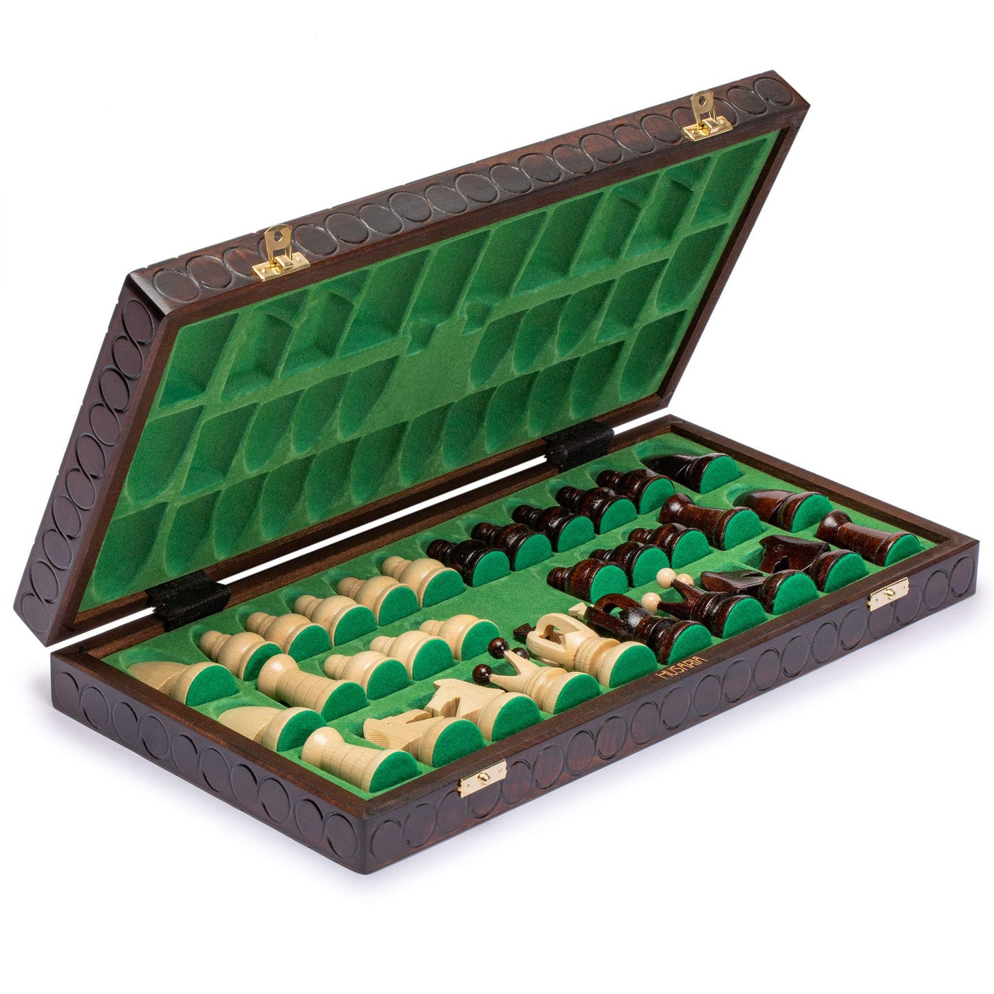 Husaria European International Chess Set — 18-Inch Folding Board and Handcrafted Sycamore Pieces