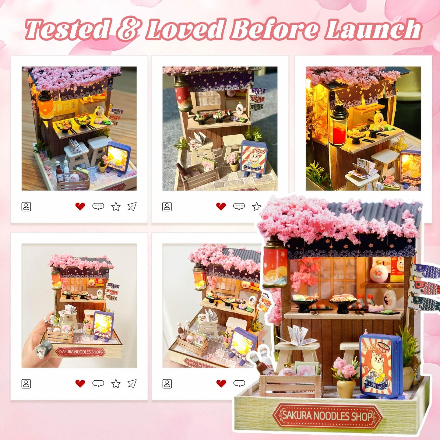 Flever Dollhouse Miniature DIY House Kit – Romantic Valentine Gift | Sakura Noodles Shop