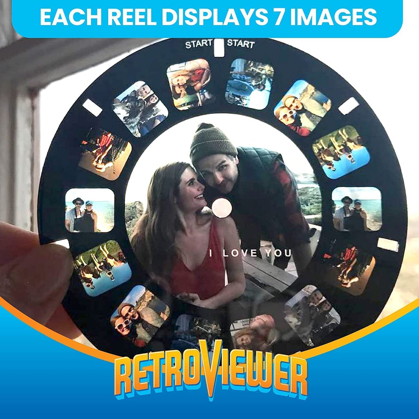 IMAGE3D Custom Viewfinder Reel Plus RetroViewer (Red) – Vintage Slide Viewer for Kids & Adults