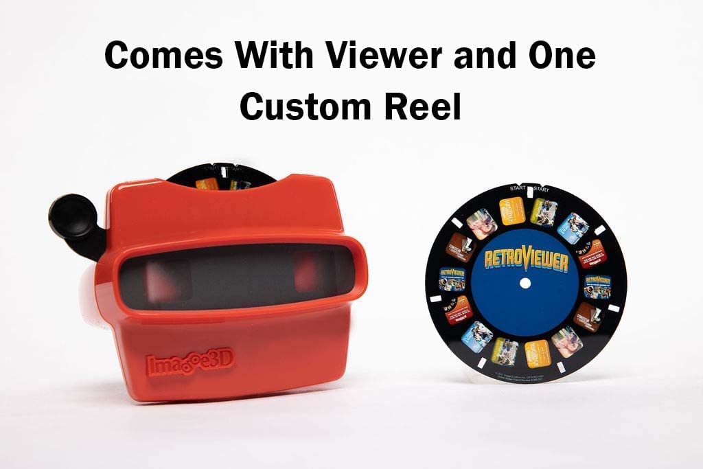 IMAGE3D Custom Viewfinder Reel Plus RetroViewer (Red) – Vintage Slide Viewer for Kids & Adults