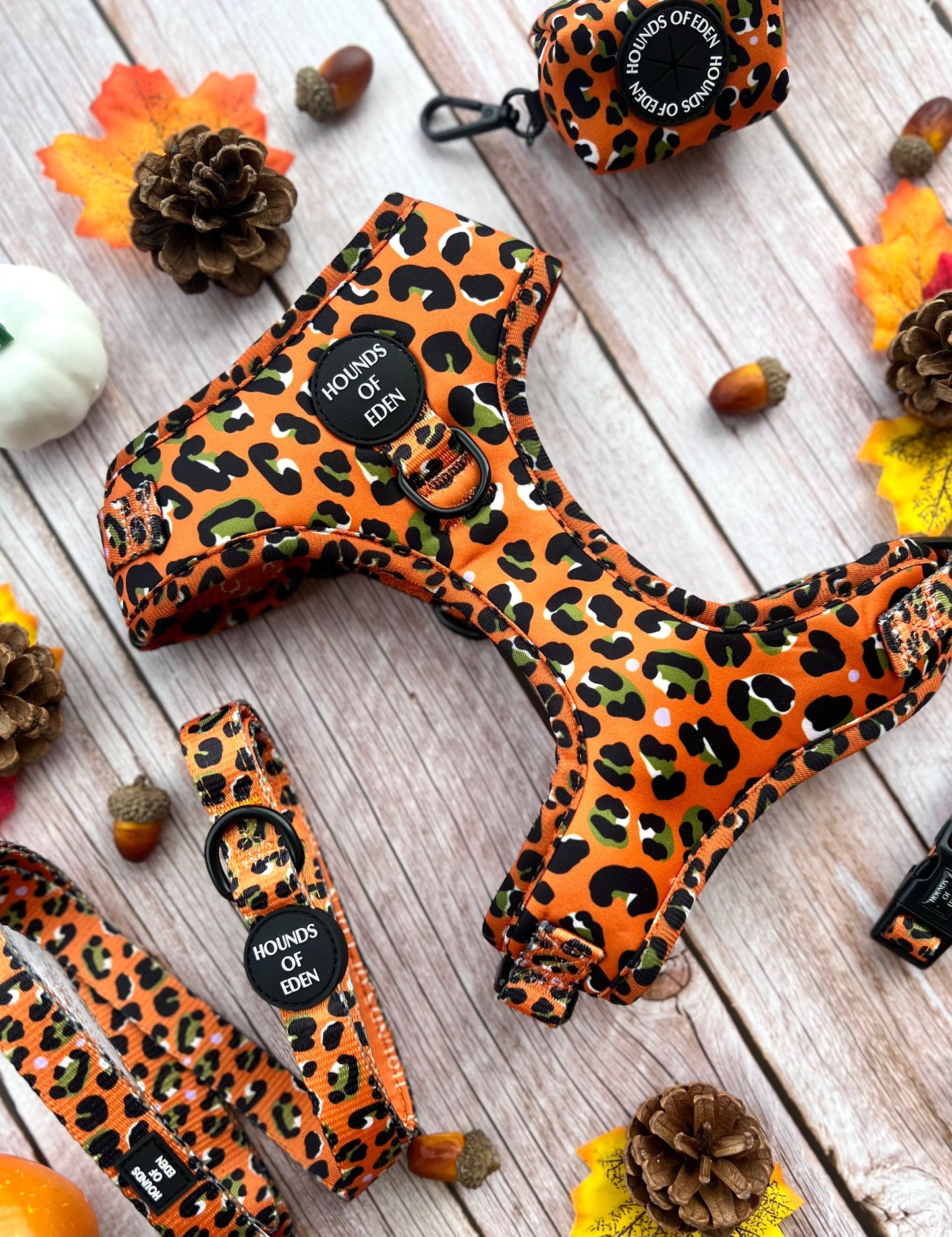 Burnt Orange Leopard Design Dog Lead