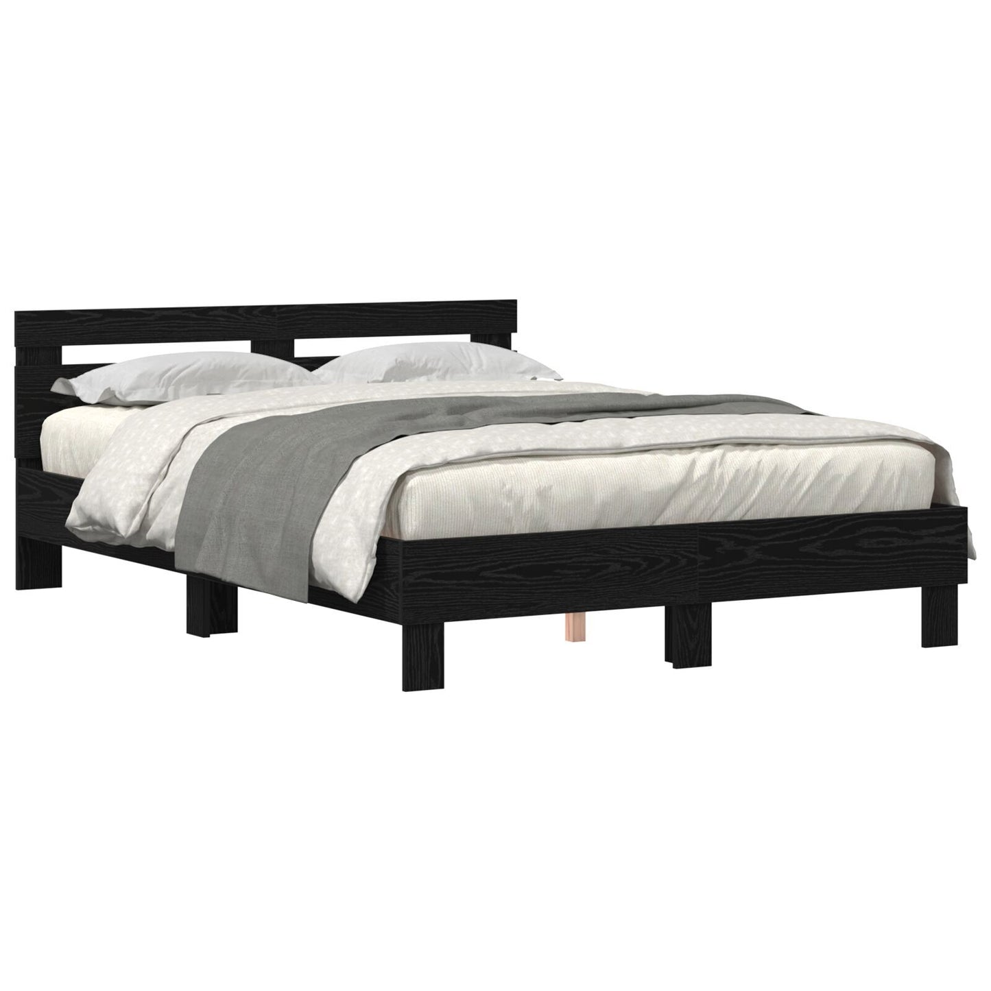 Modern Wooden Queen Size 160cm Bed Frame Base With Headboard & LED Lights