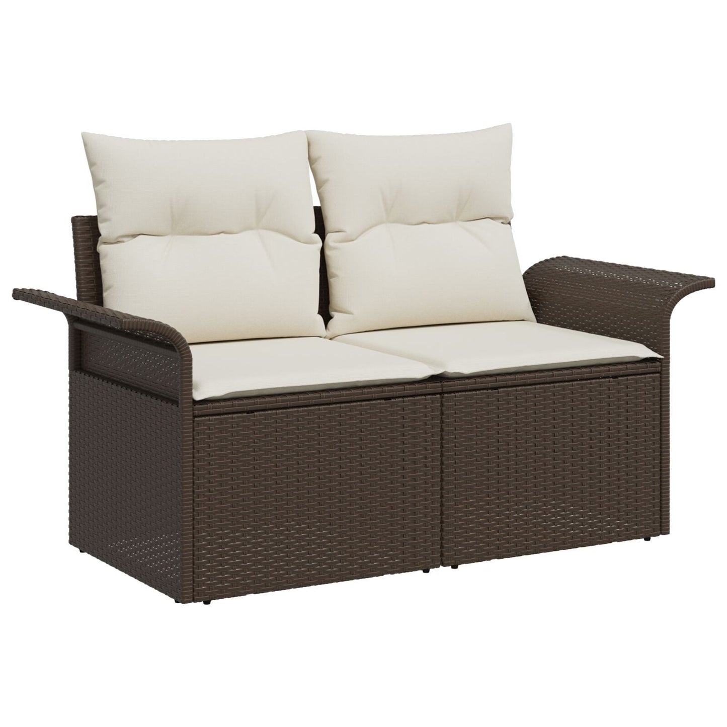 Outdoor Patio Poly Rattan 2-Seater Garden Sofa With Storage & Cushions Chair