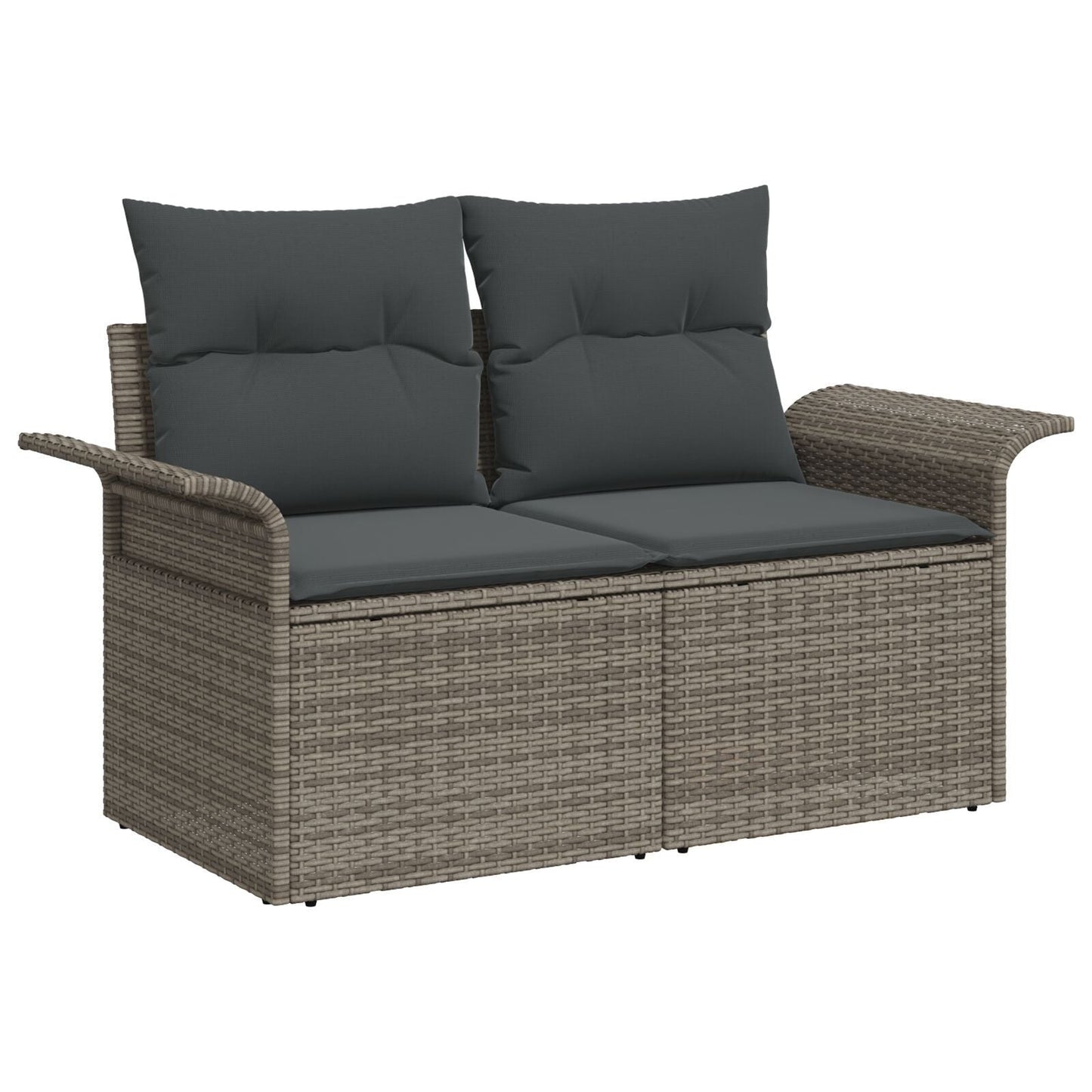Outdoor Patio Poly Rattan 2-Seater Garden Sofa With Storage & Cushions Chair