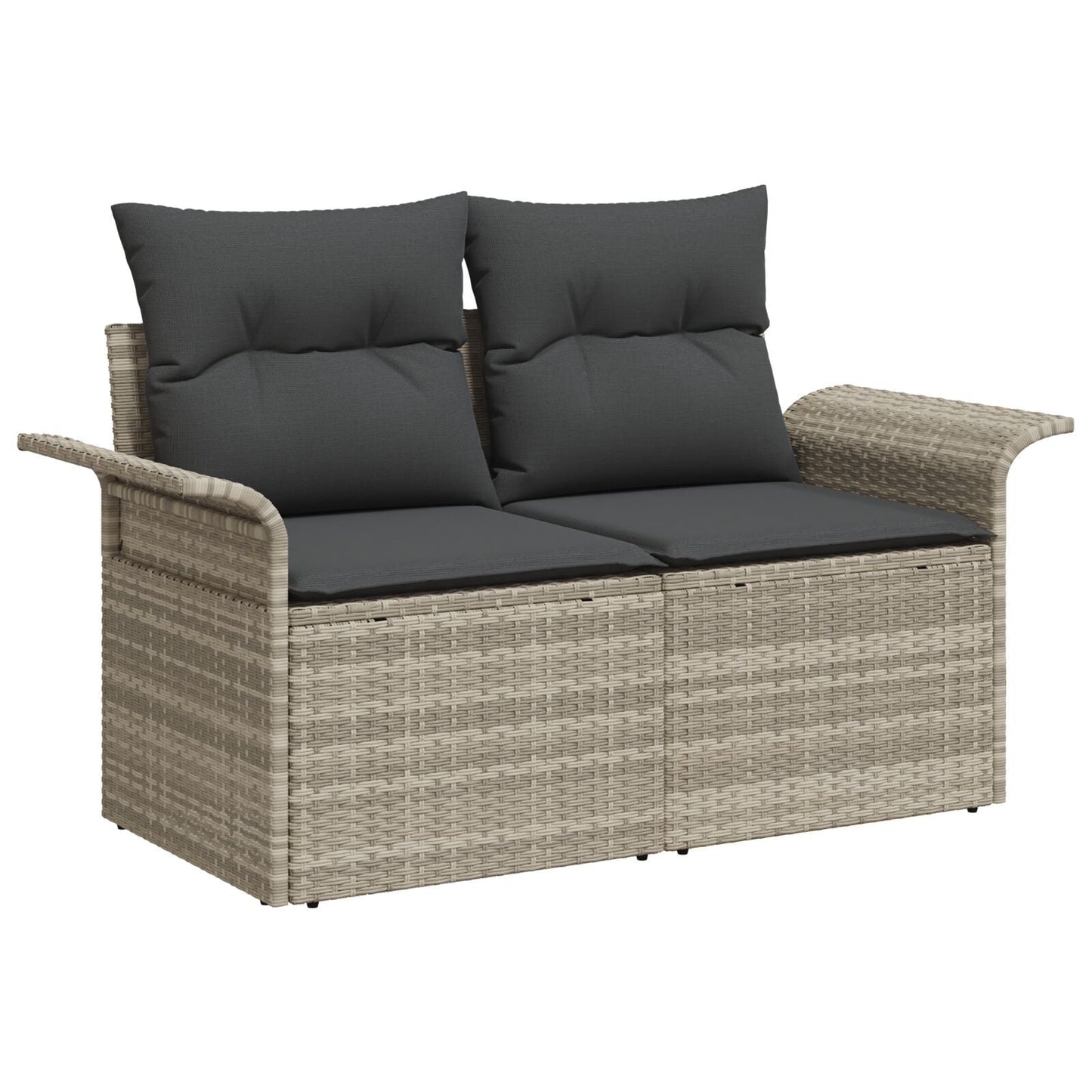 Outdoor Patio Poly Rattan 2-Seater Garden Sofa With Storage & Cushions Chair