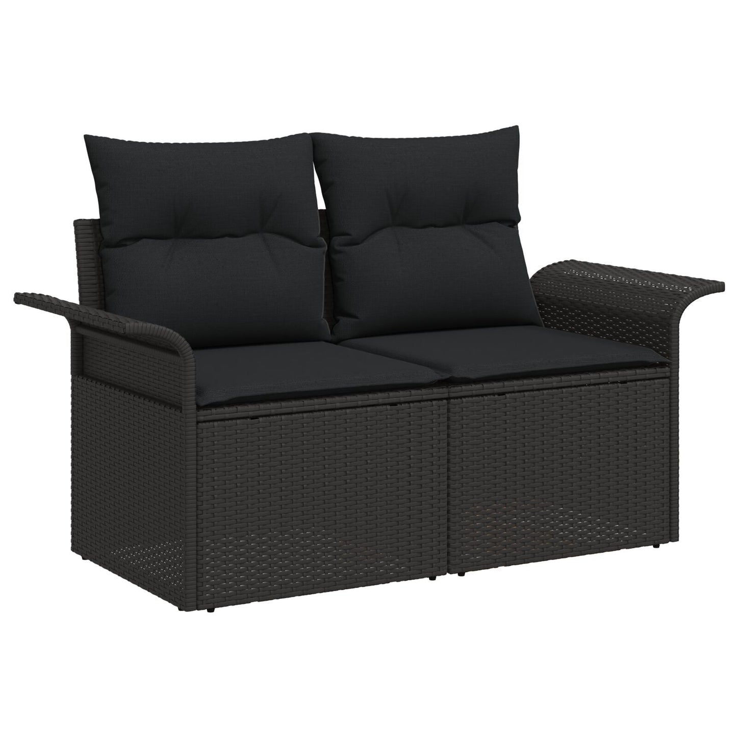 Outdoor Patio Poly Rattan 2-Seater Garden Sofa With Storage & Cushions Chair