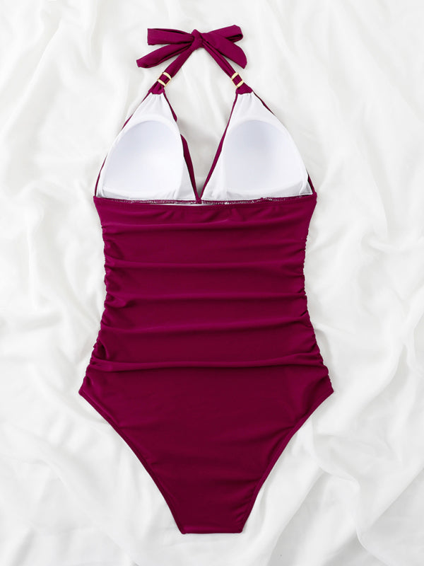 Women's Plunge Halter One-piece Swimsuit