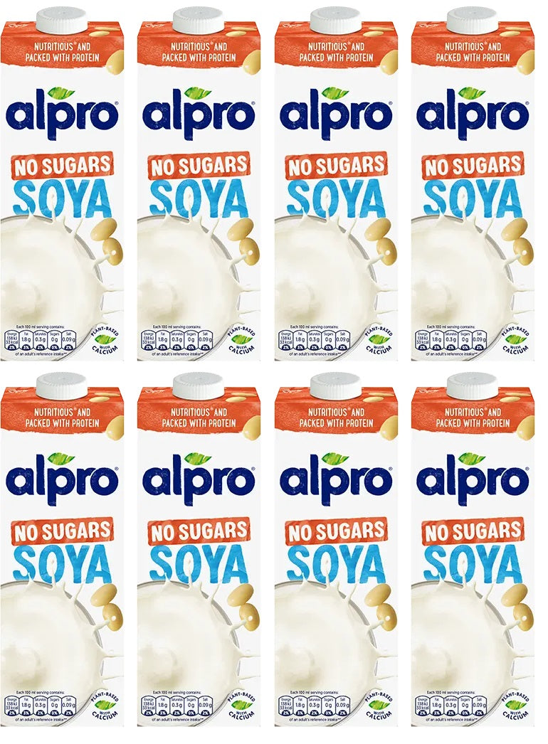 8 x Alpro No Sugars Soya 1L