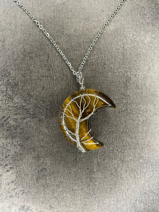 Tigers eye moon pendant and necklace