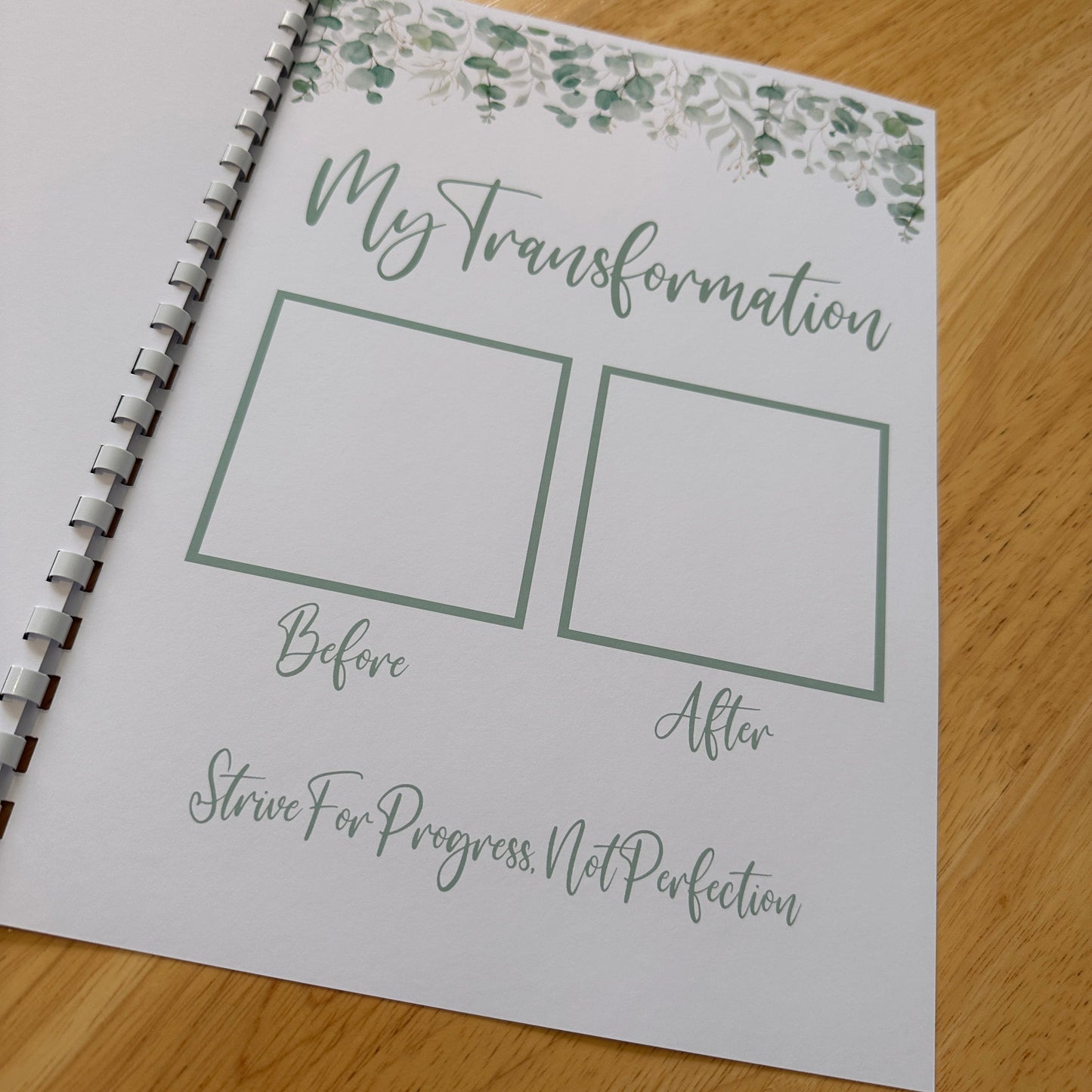 Binded Eucalyptus Leaf Weight Loss & Diet Tracker Journal A4 Diary - Up To 1 Year Measurements Goals Weigh Ins + Lots MORE!