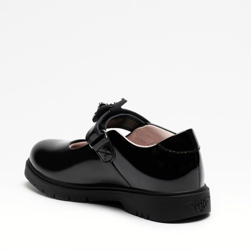 Lelli Kelly Girls Delilah 3  Colour Changing Butterfly Charm Chunky Black Patent School Shoes