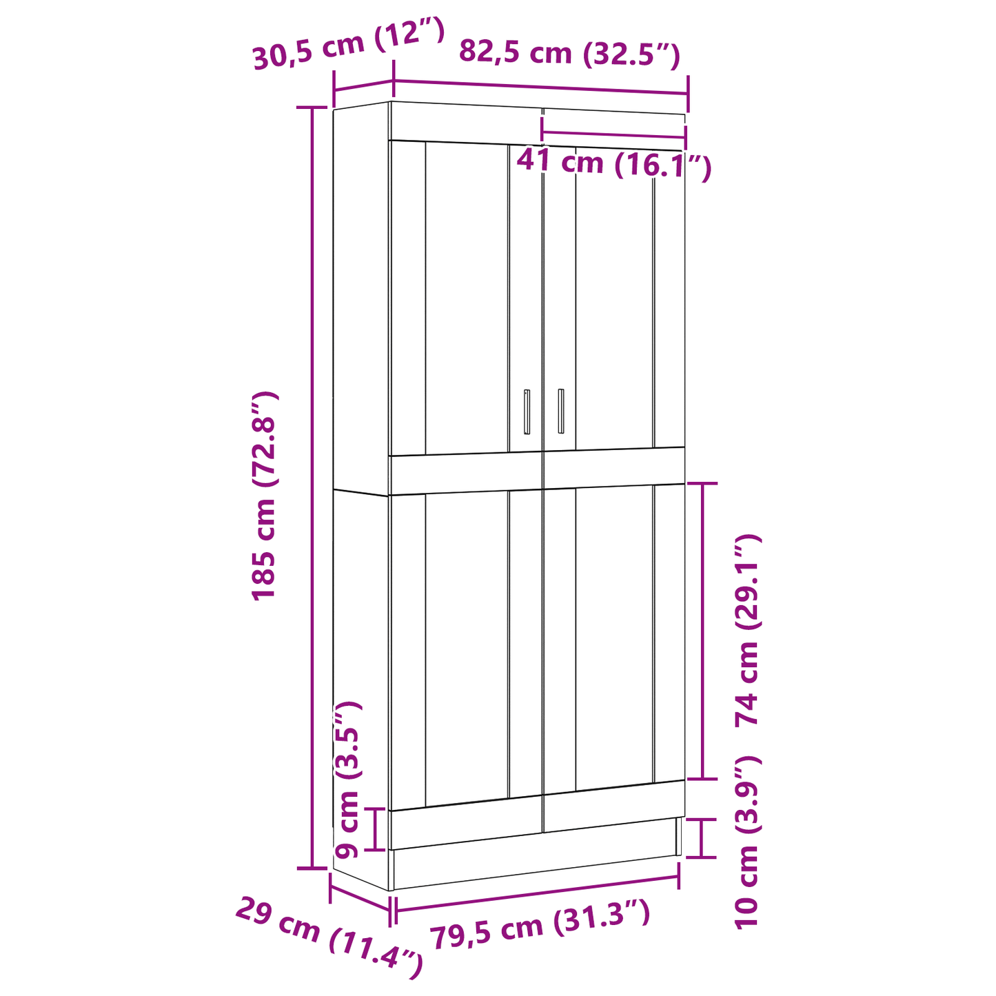 Book Cabinets - 2 Pack - Black Oak - 82.5 x 30.5 x 185 cm - Engineered Wood