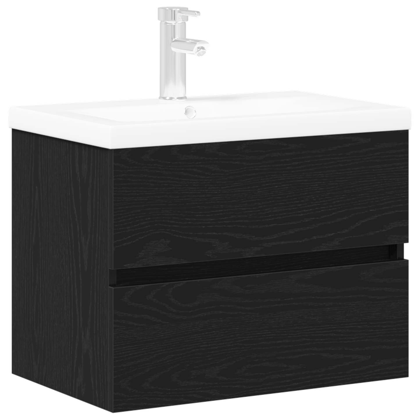 Sink Cabinet with Built-in Basin Black Oak Engineered Wood