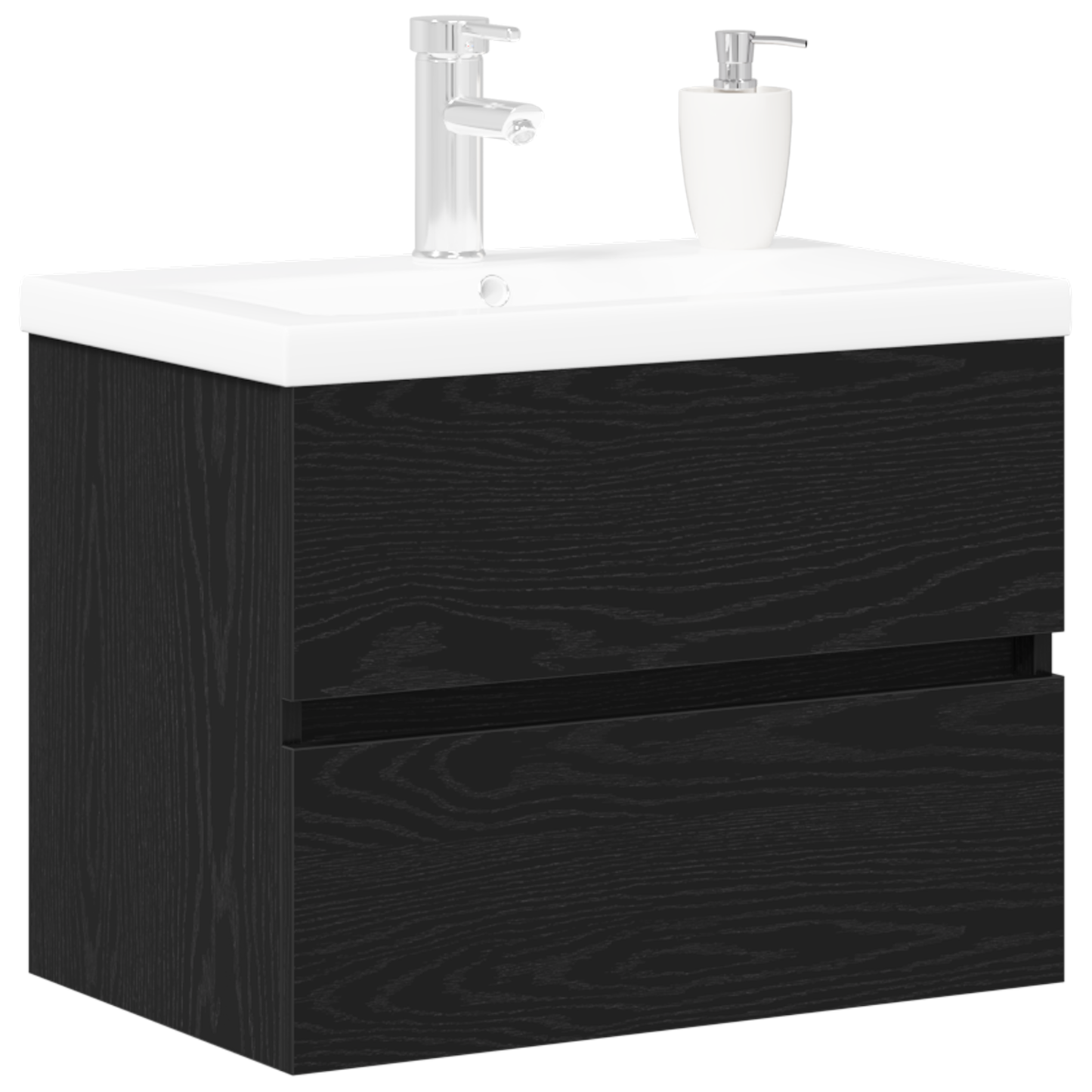 Sink Cabinet with Built-in Basin Black Oak Engineered Wood