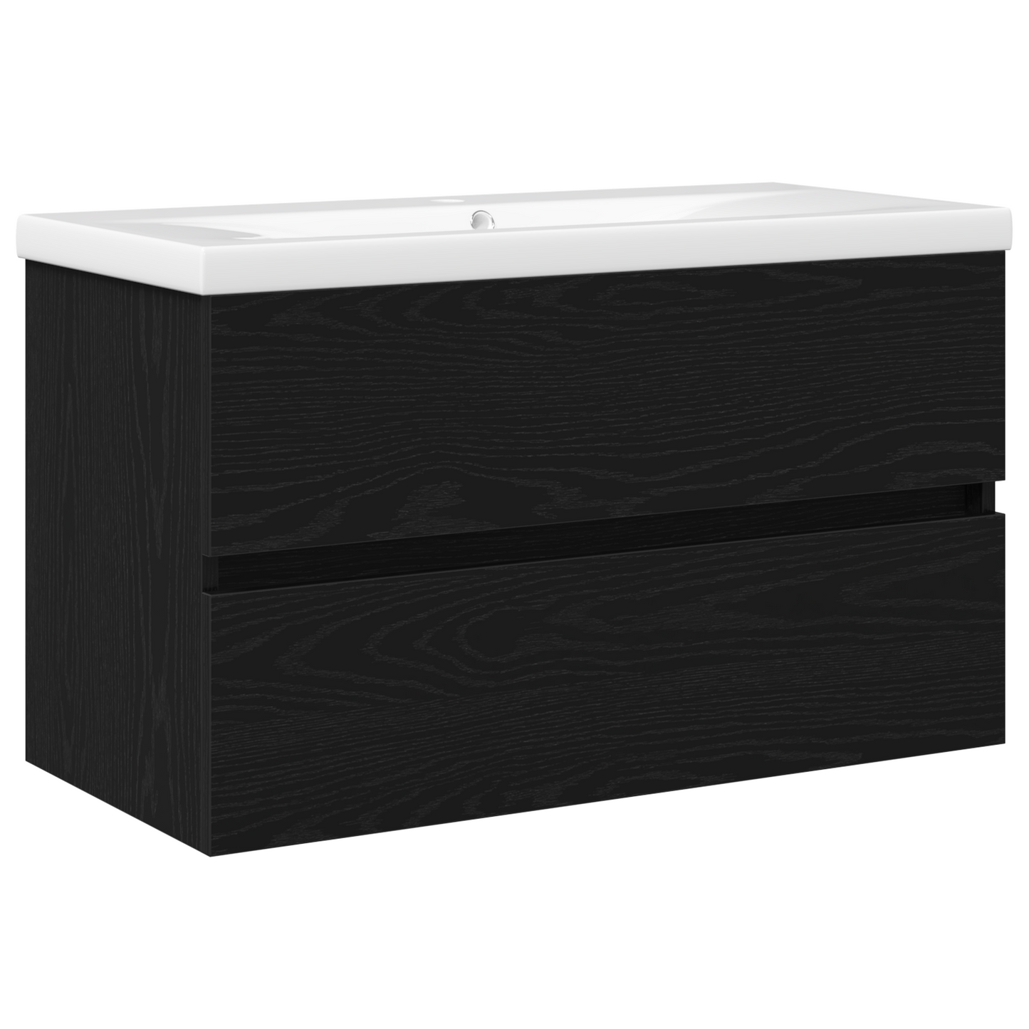 Sink Cabinet with Built-in Basin Black Oak Engineered Wood