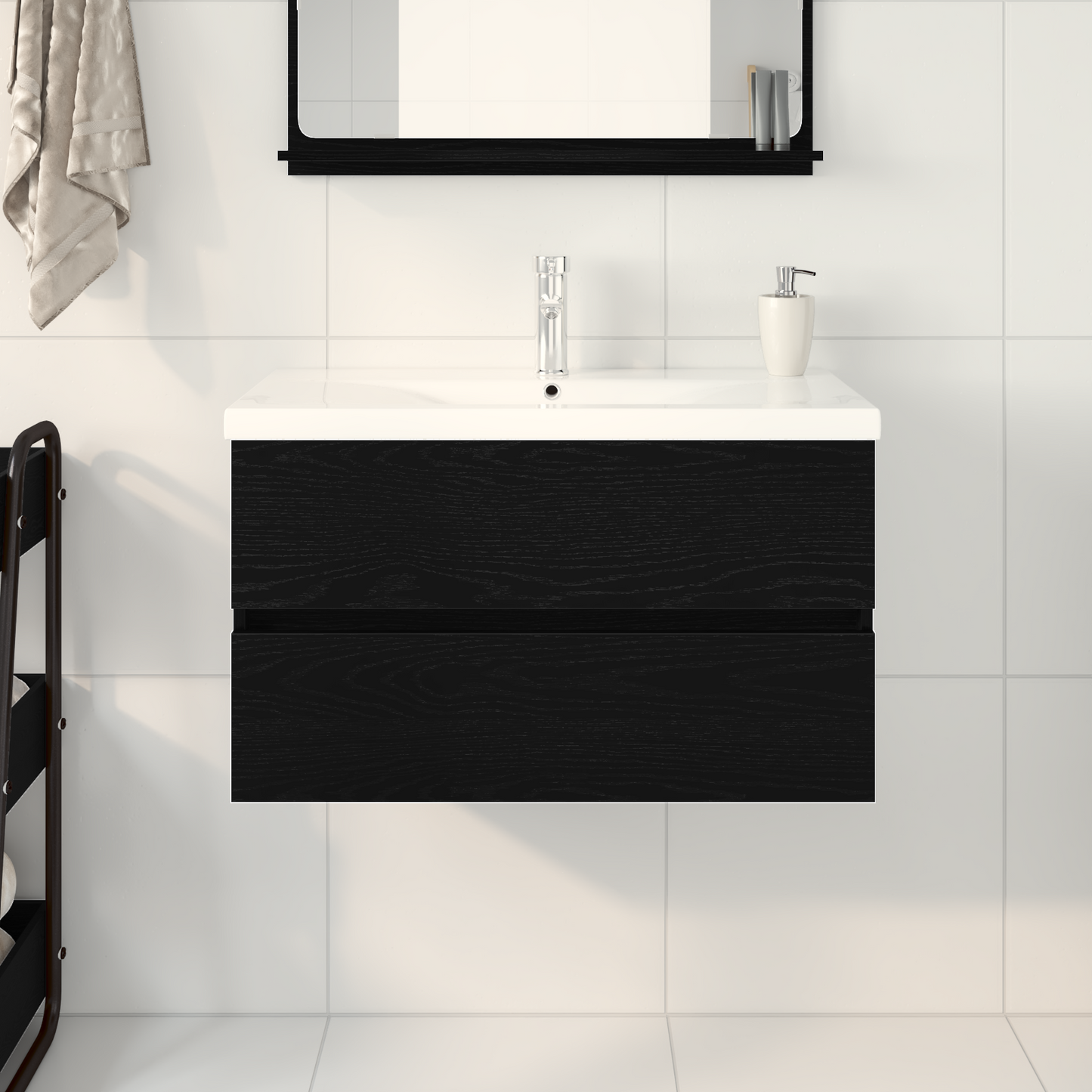 Sink Cabinet with Built-in Basin Black Oak Engineered Wood