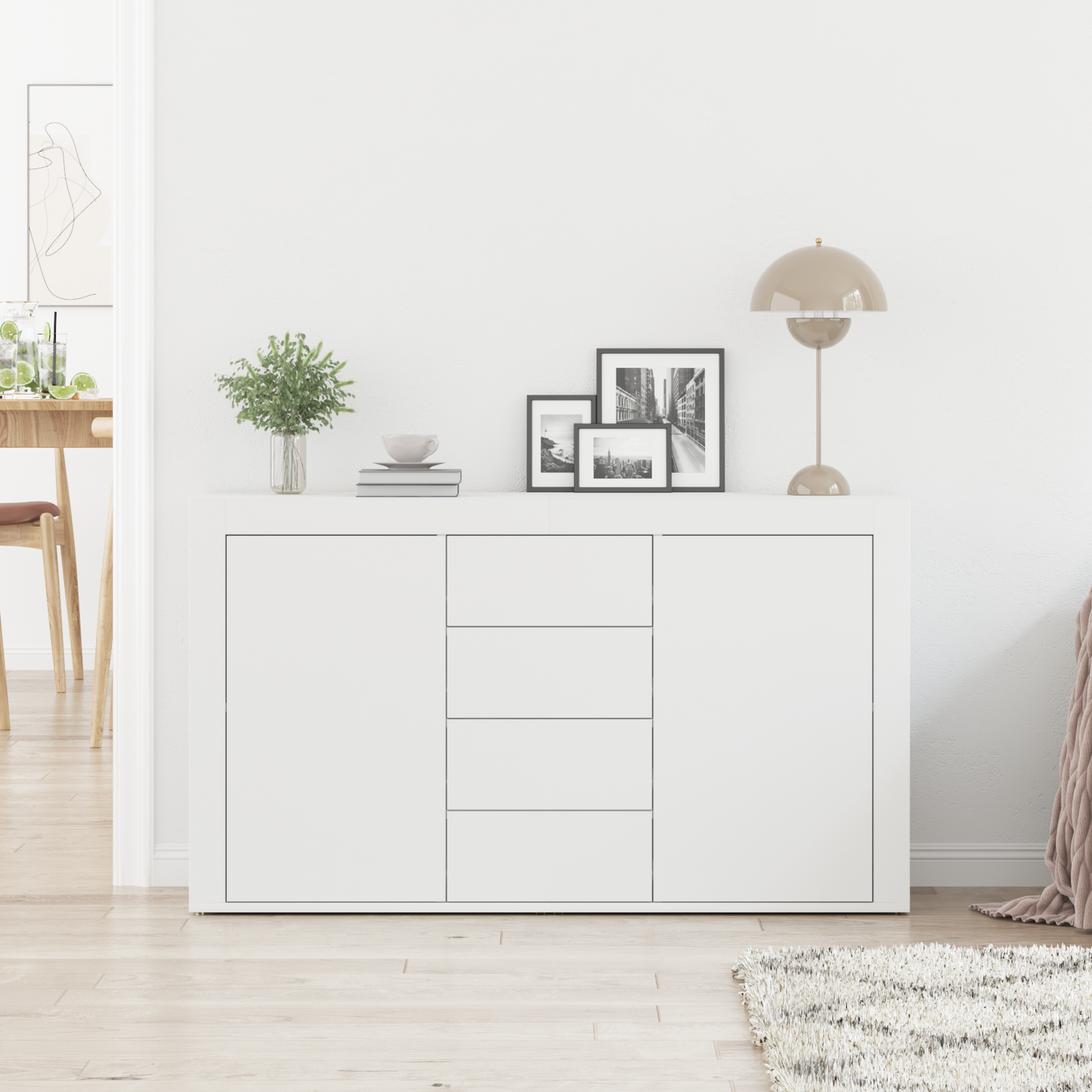 White Sideboard White Wood 120 x 36 x 69 cm Storage