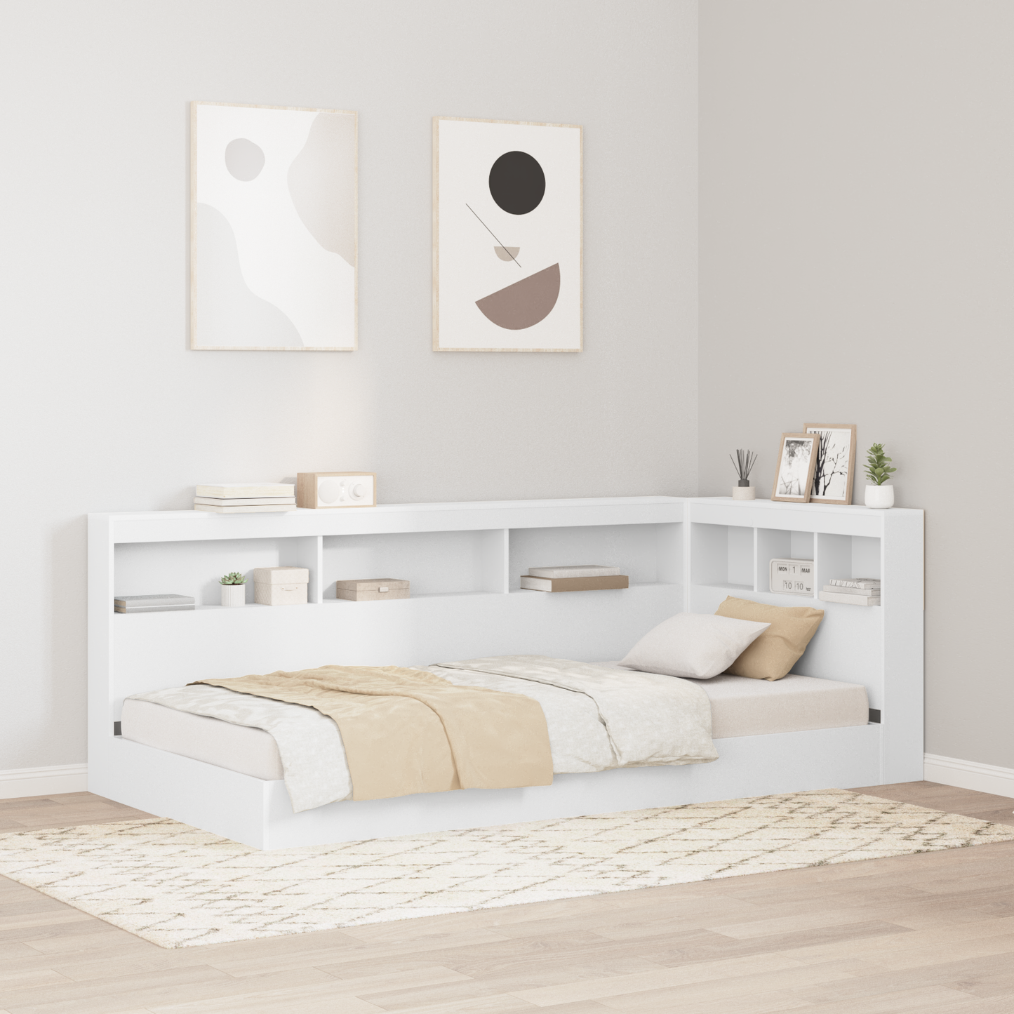 Bookcase Bed White 100x200 cm Engineered Wood