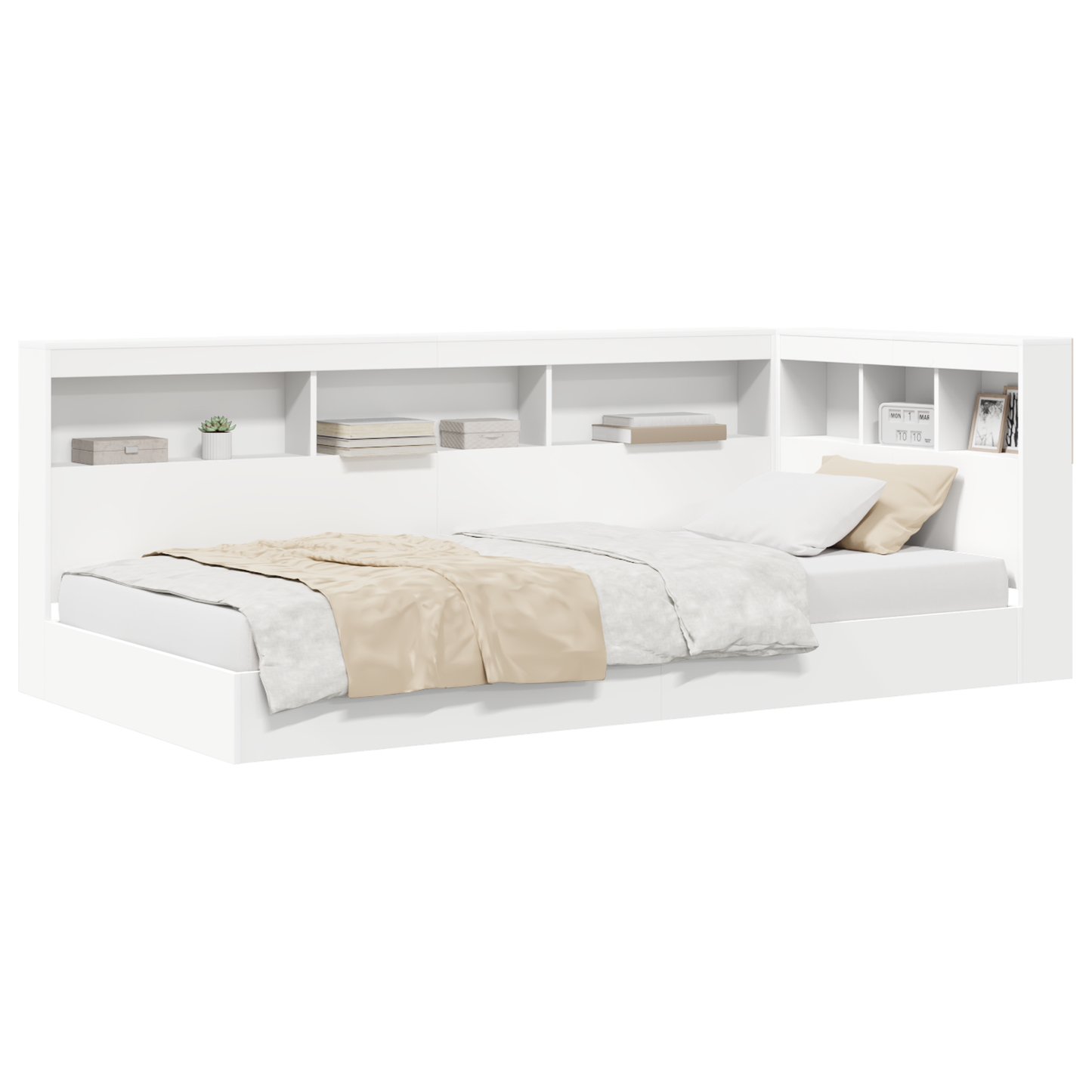 Bookcase Bed White 100x200 cm Engineered Wood