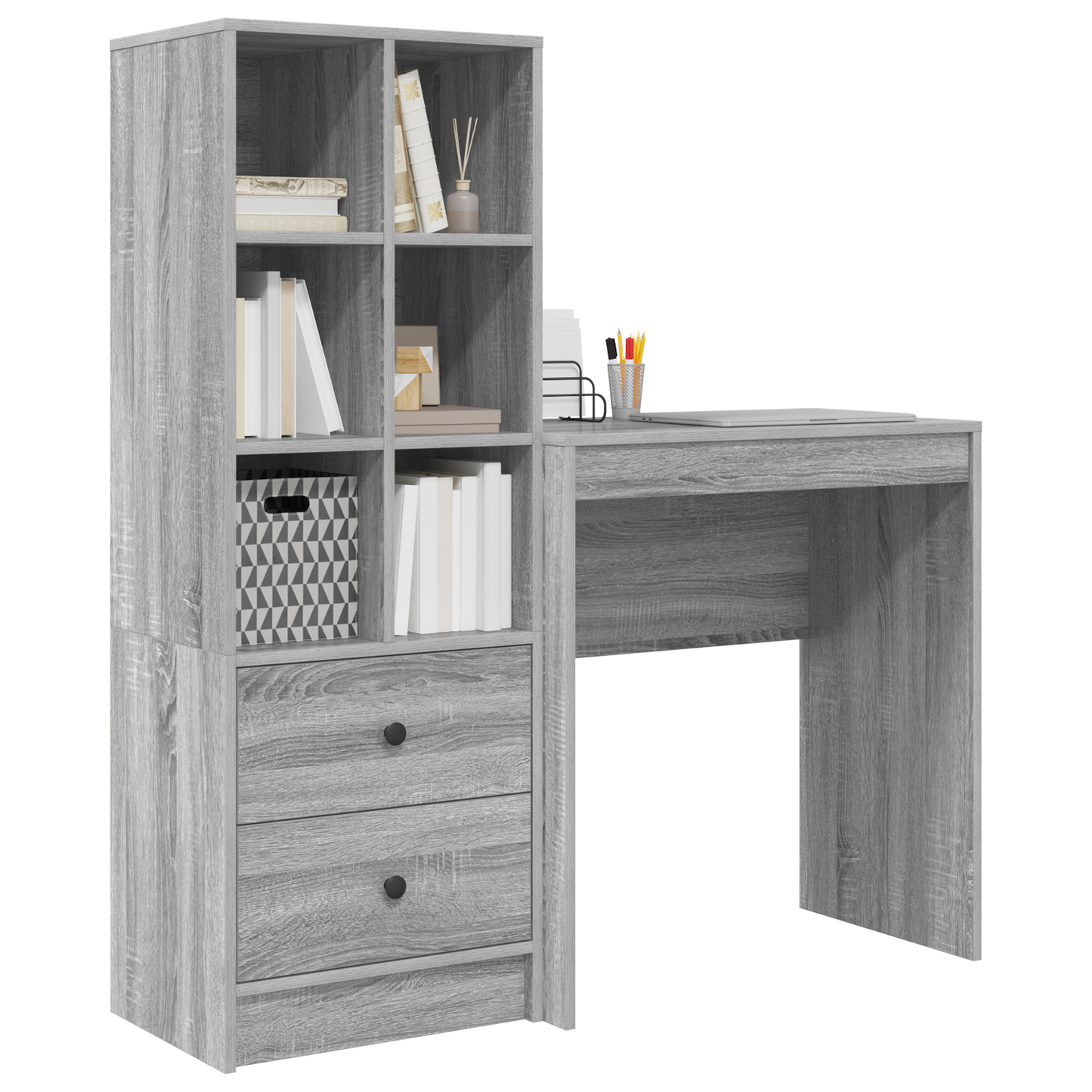 Desk with Storage Grey Sonoma Engineered Wood