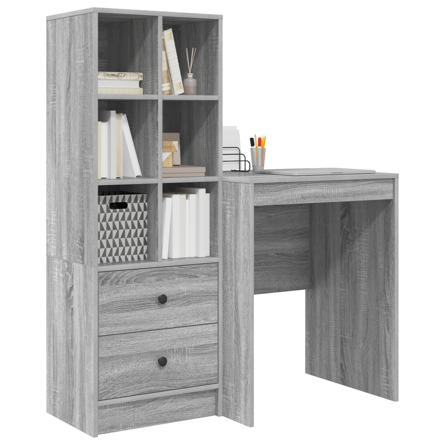 Desk with Storage Grey Sonoma Engineered Wood