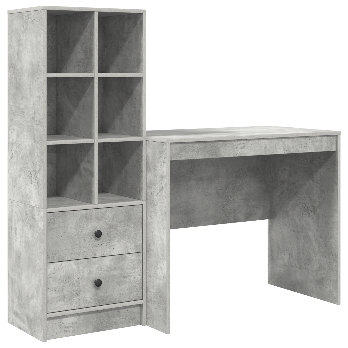 Desk with Storage Concrete Grey Engineered Wood