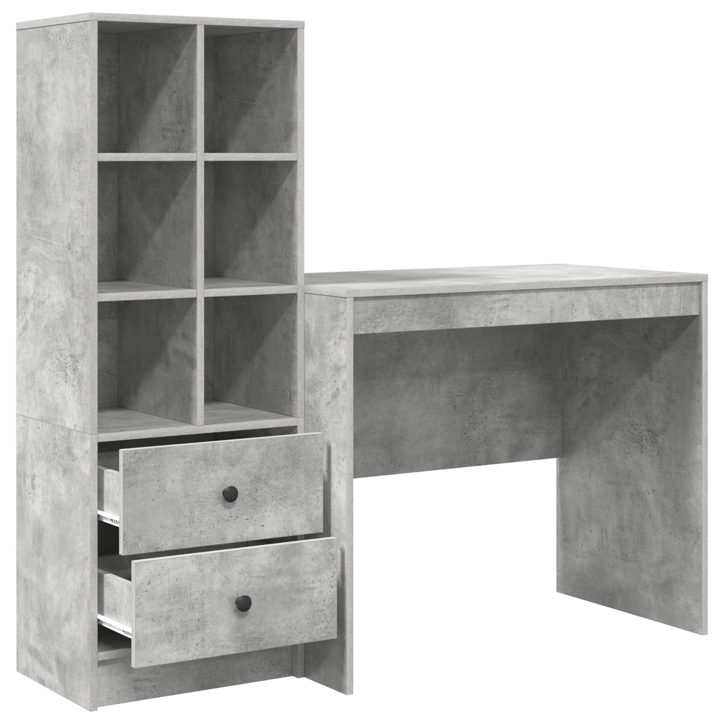 Desk with Storage Concrete Grey Engineered Wood