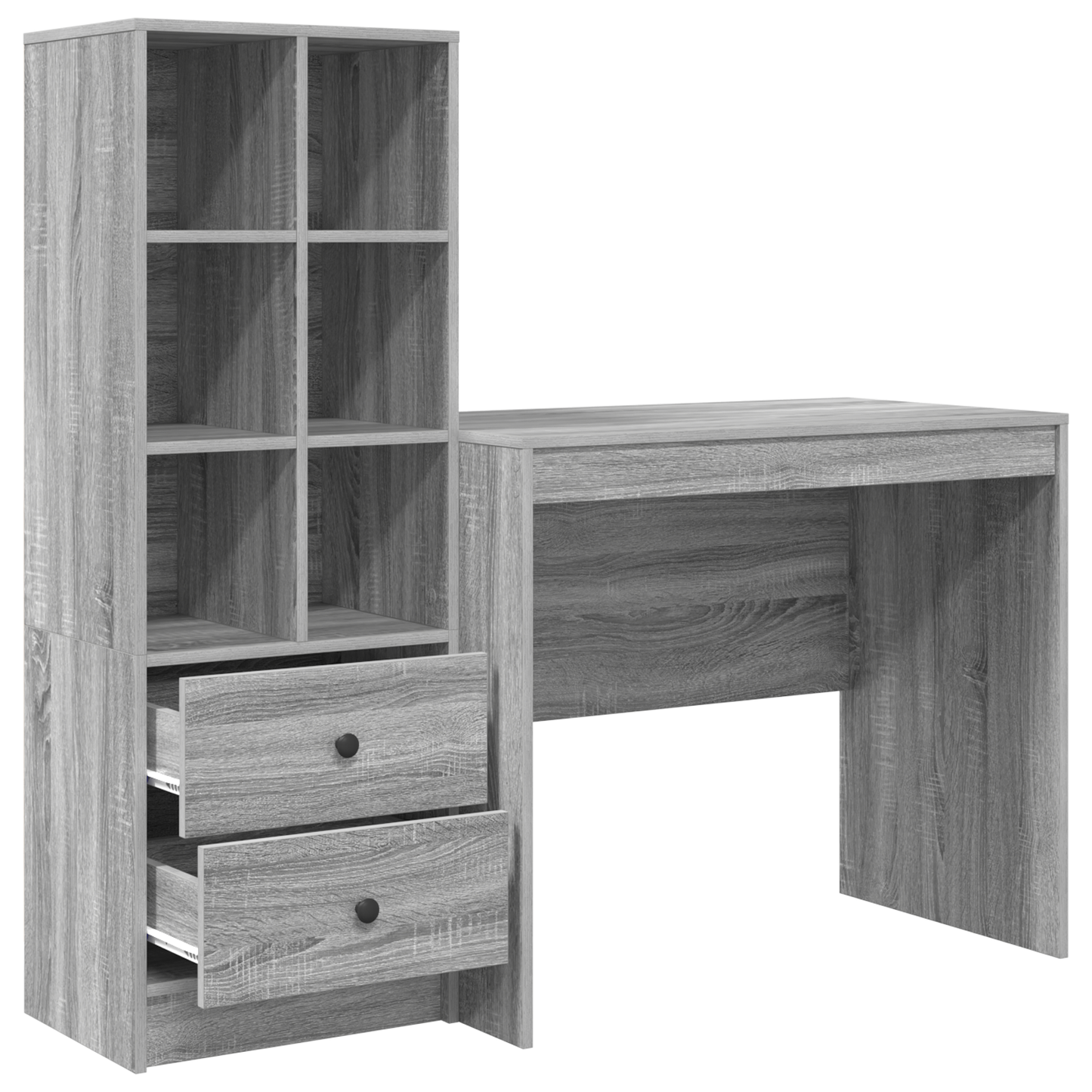 Desk with Storage Grey Sonoma Engineered Wood