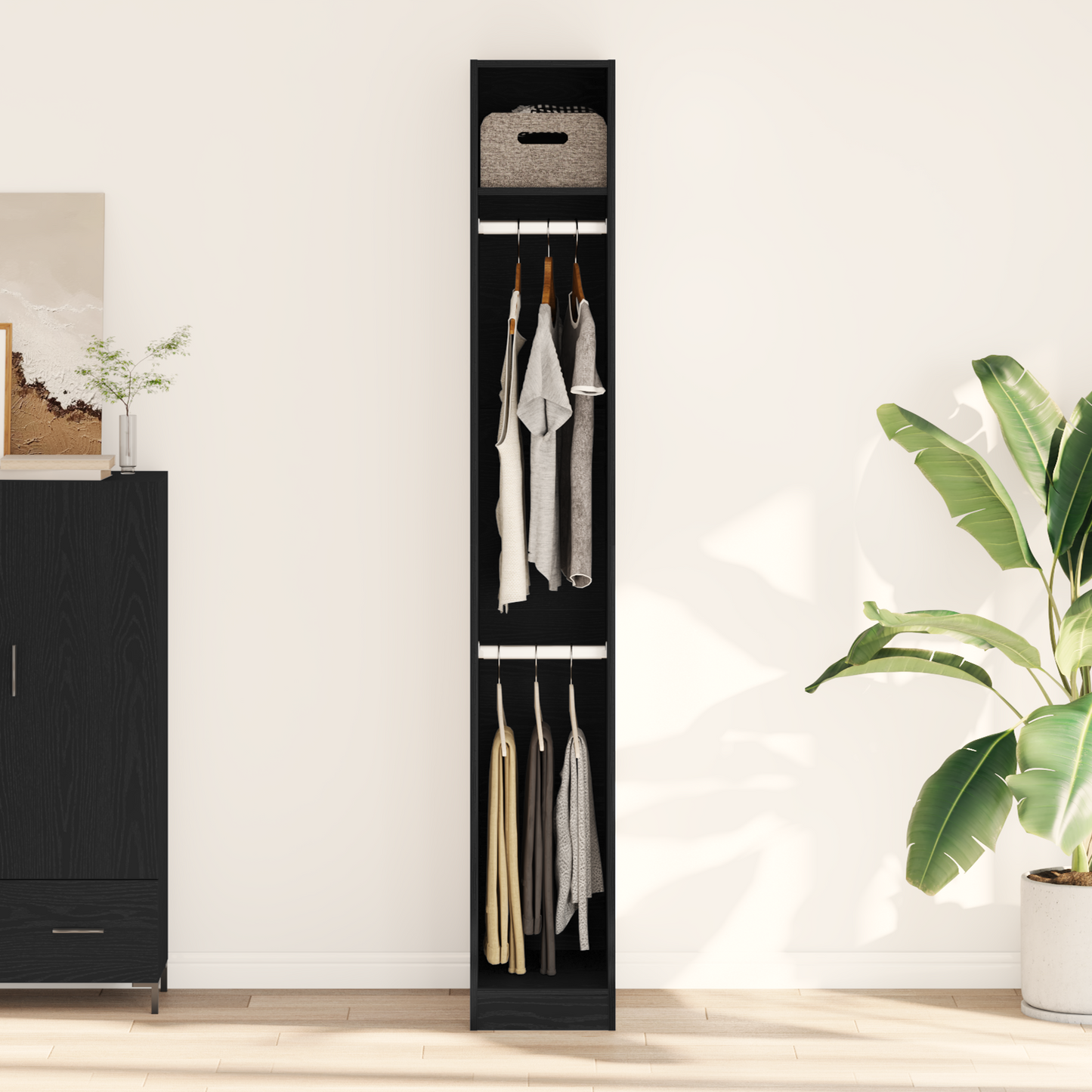Black Oak Wardrobe 30x50x200 cm Made from Engineered Wood