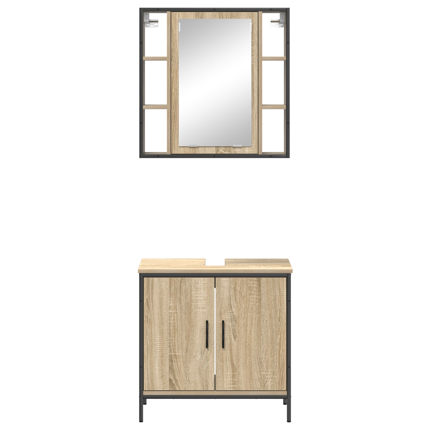 2 Piece Bathroom Furniture Set Sonoma Oak Engineered Wood