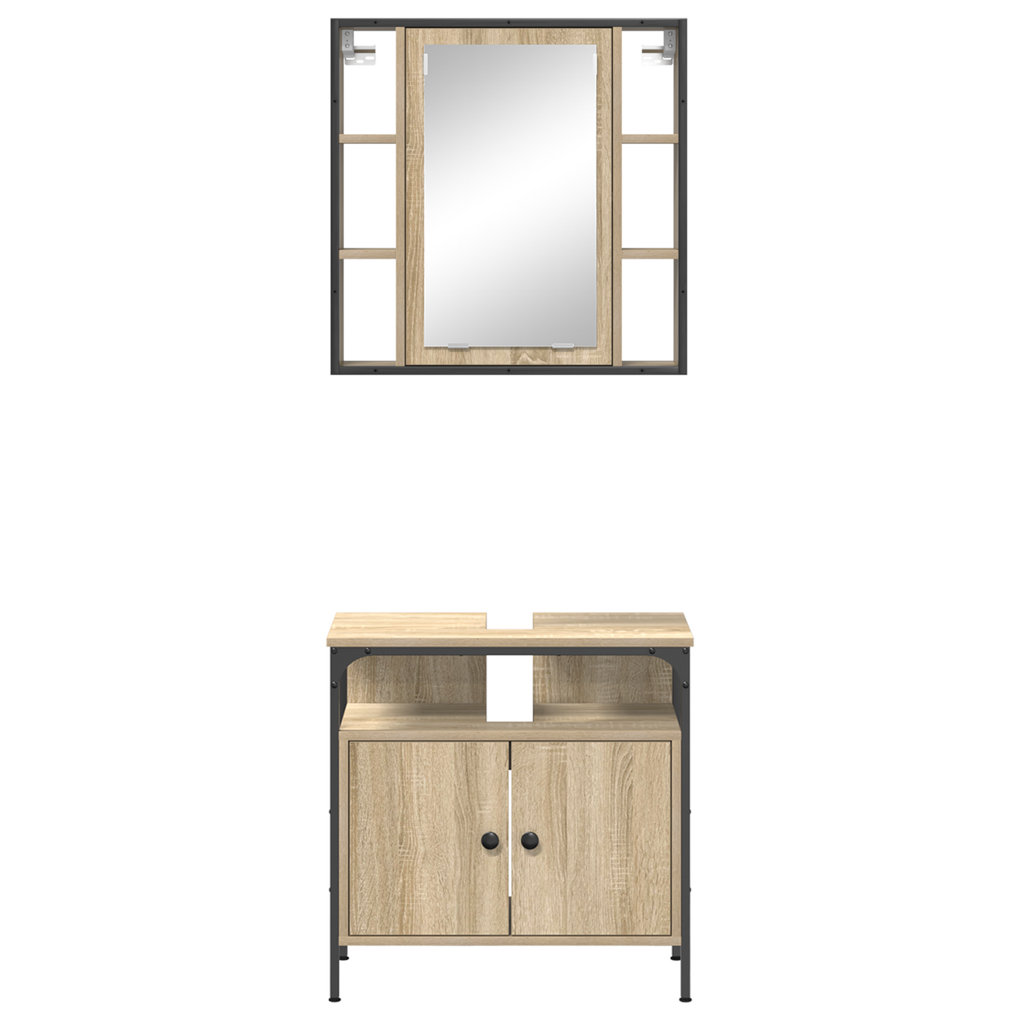 2 Piece Bathroom Cabinet Set Sonoma Oak Engineered Wood