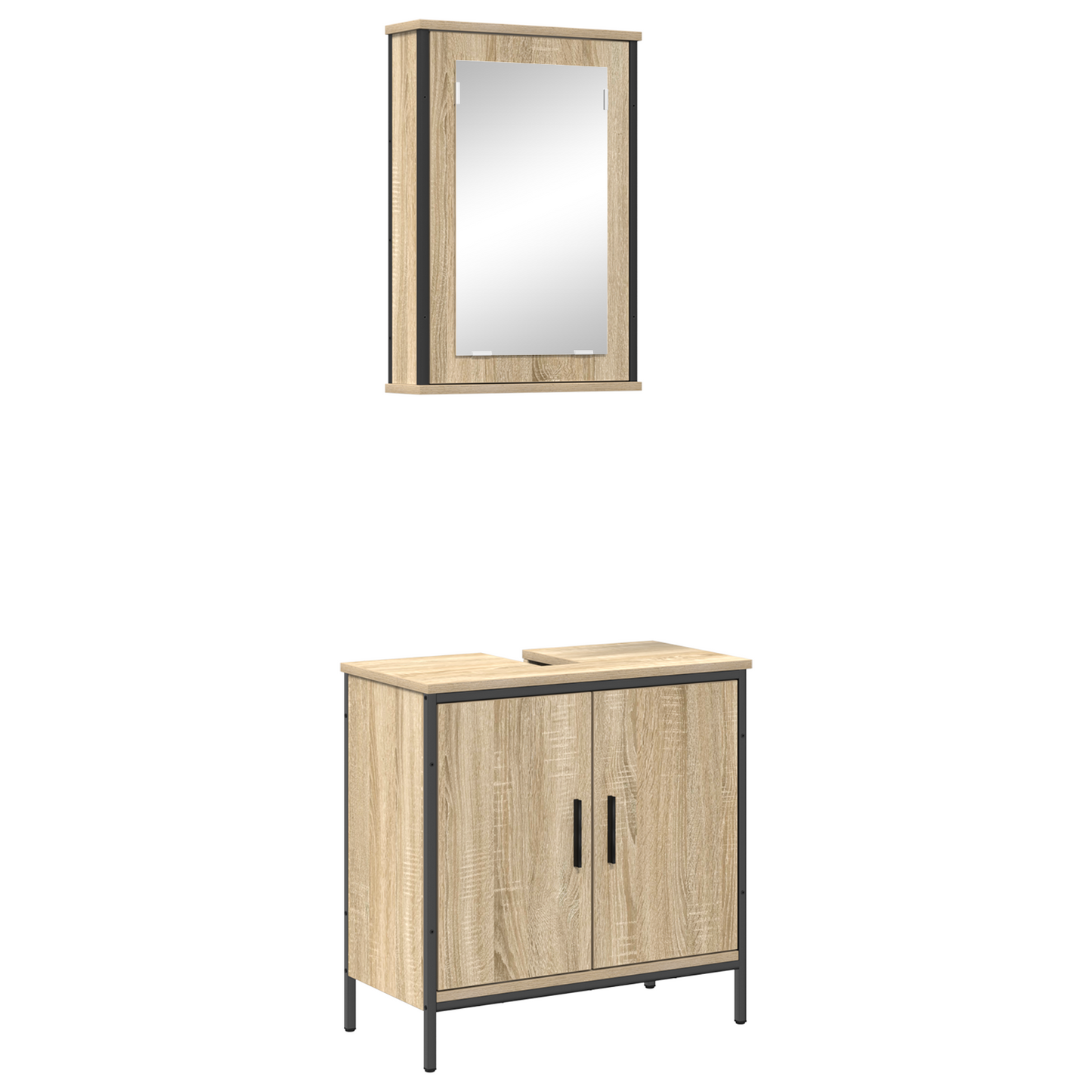 2 Piece Bathroom Furniture Set Sonoma Oak Engineered Wood