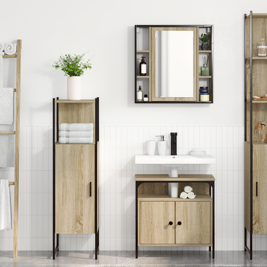 3 Piece Bathroom Furniture Set Sonoma Oak Engineered Wood