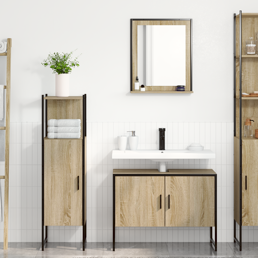 3 Piece Bathroom Furniture Set Sonoma Oak Engineered Wood