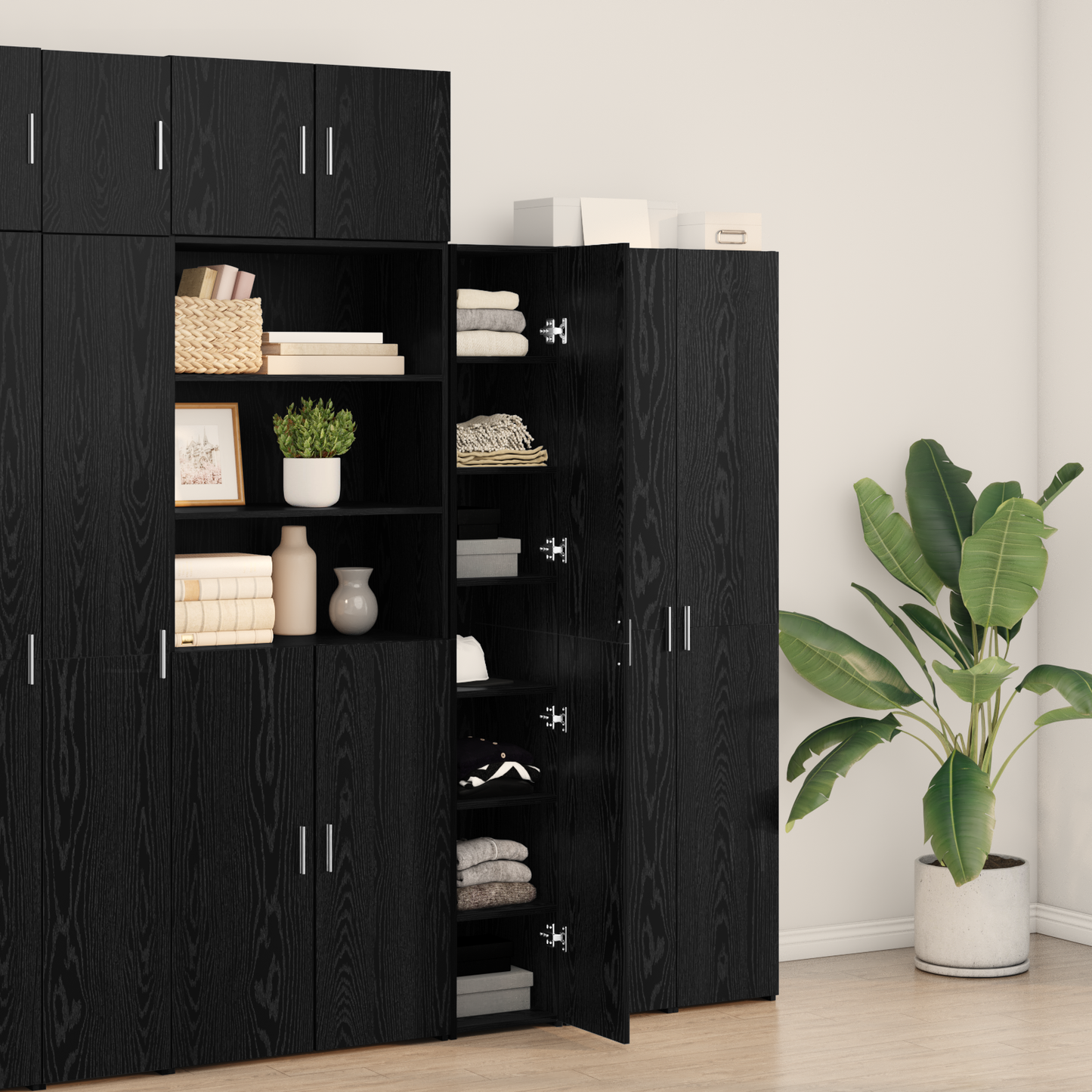 Highboard Black Oak 30x42.5x185 cm Engineered Wood