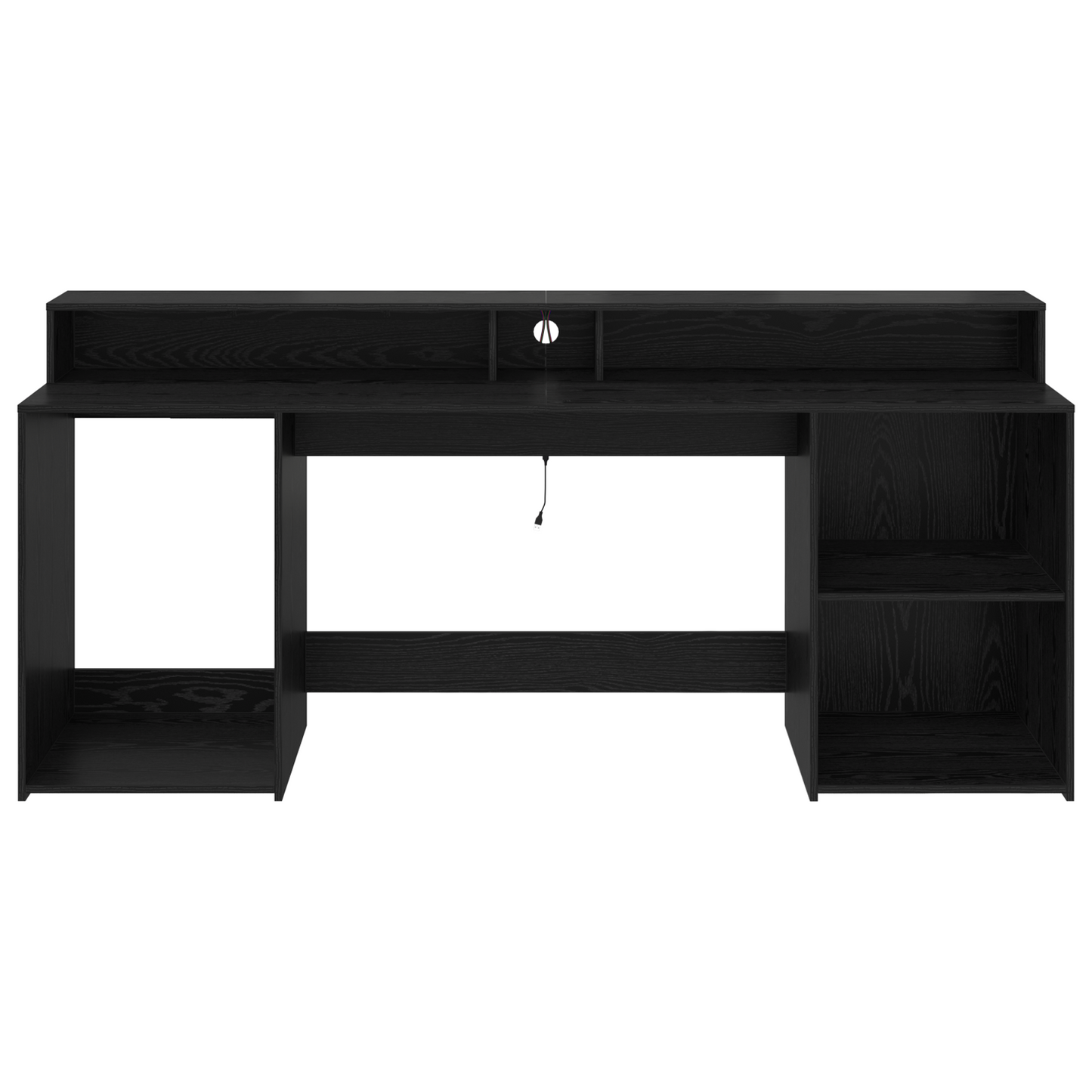 Modern Wooden 200cm Home Office Computer Desk Table With LED Lights & Storage