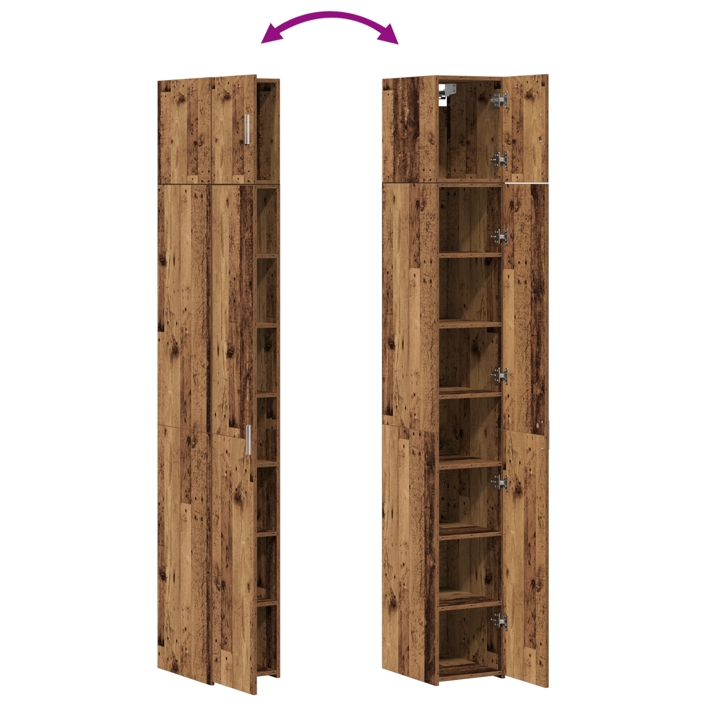 Slim Storage Cabinet Old Wood 30x42.5x225 cm Engineered Wood